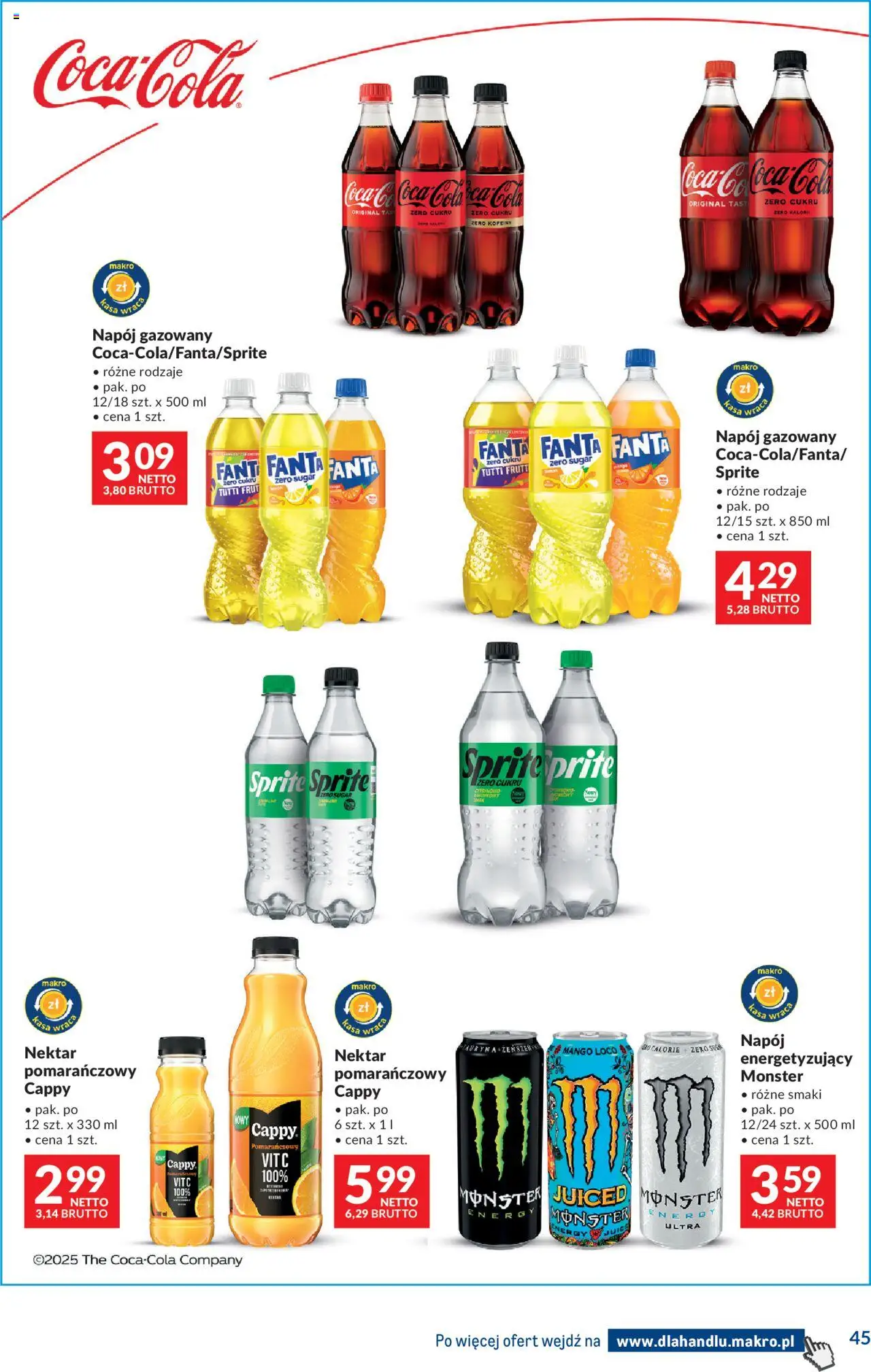 Makro Gazetka - Dystrybucja do sklepów od 19.08.2025 | Strona: 45 | Produkty: Mango, Sprite, Coca cola