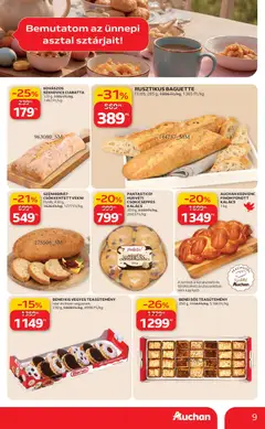 Auchan akciós újság - amely érvényes a következő dátumtól: 19.03.2026 | Oldal: 9 | Termékek: Kalács, Ciabatta, Teasütemény, Linzer