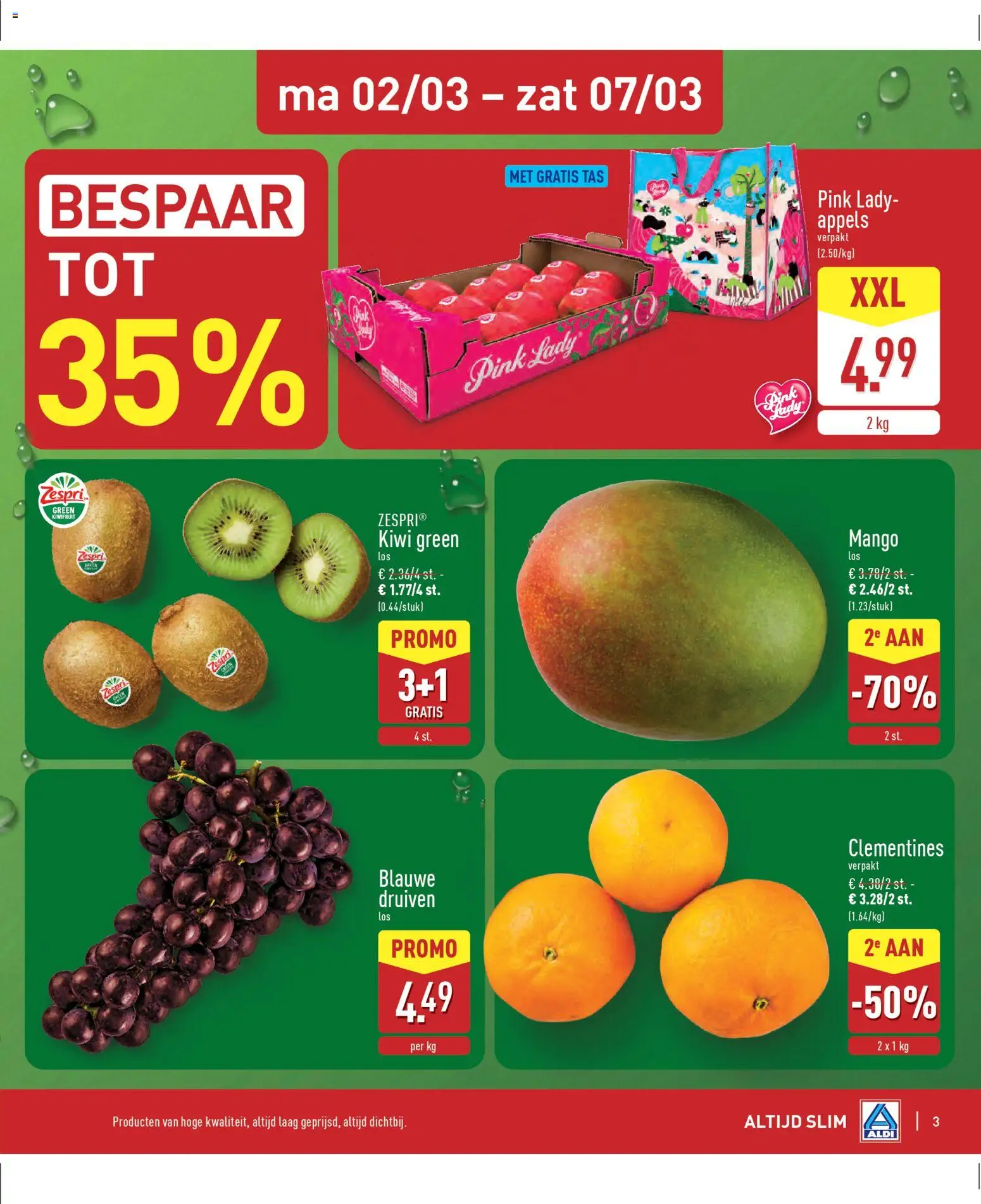 {H1} | Pagina: 3 | Producten: Appels, Kiwi, Mango, Druiven