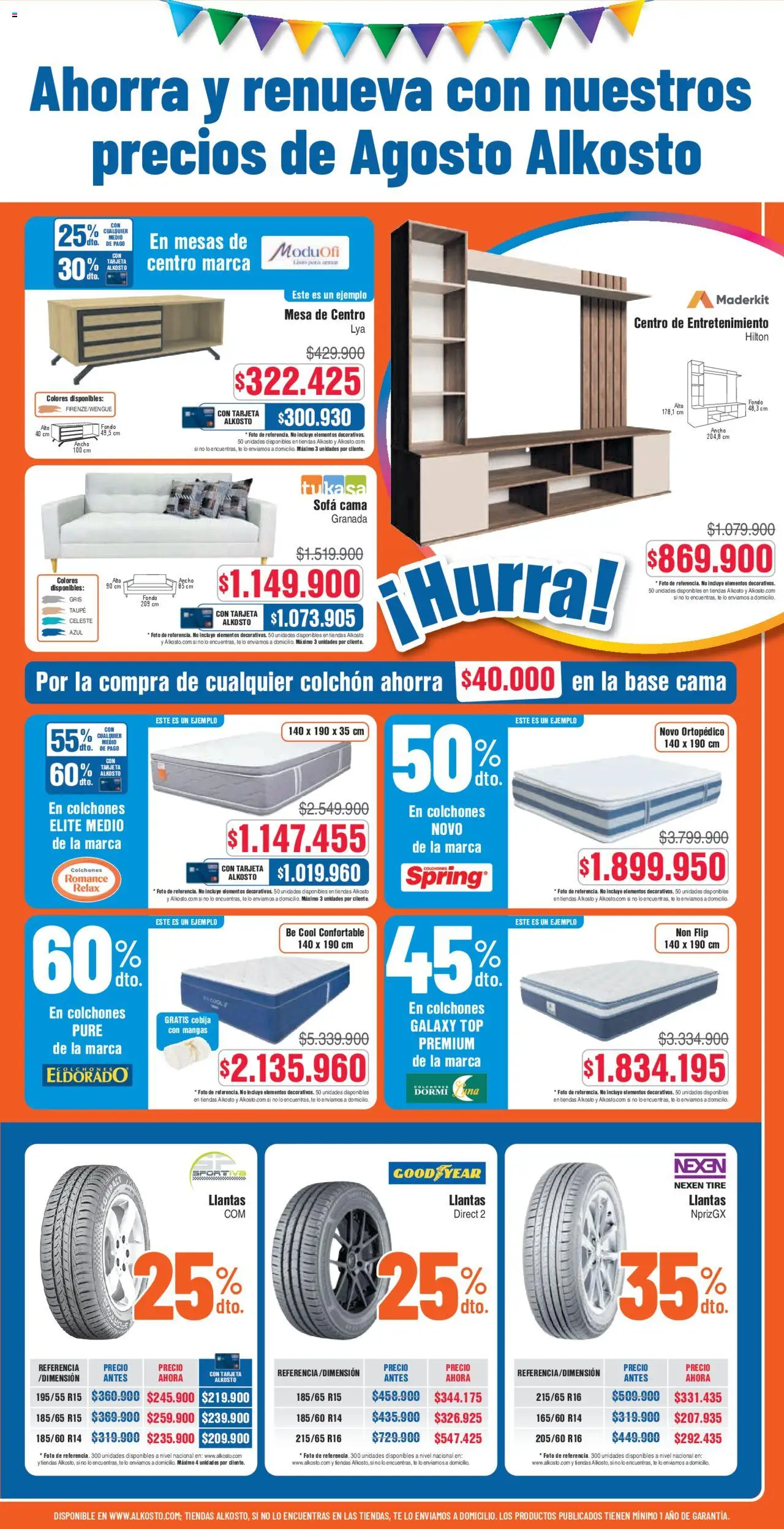 Alkosto folleto │ válido desde el 16.08.2025 | Página: 7 | Productos: Colchon, Cama, Cobija, Mesa