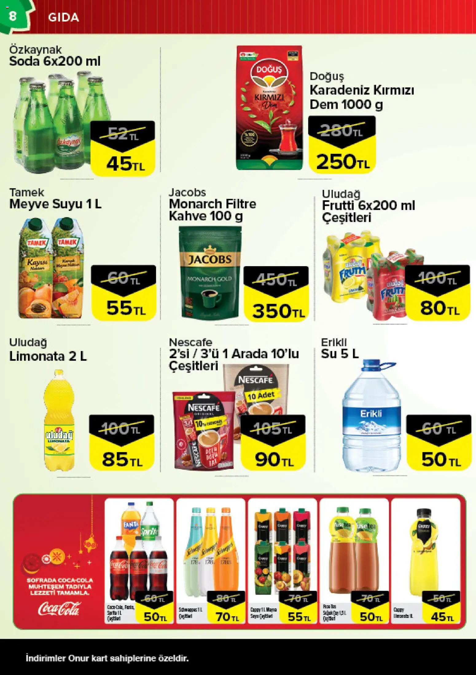 Onur Market Katalog - 10.03.2026 tarihinden itibaren geçerlidir | Sayfa: 8 | Ürünler: Meyve suyu, Meyve, Kayısı, Soda