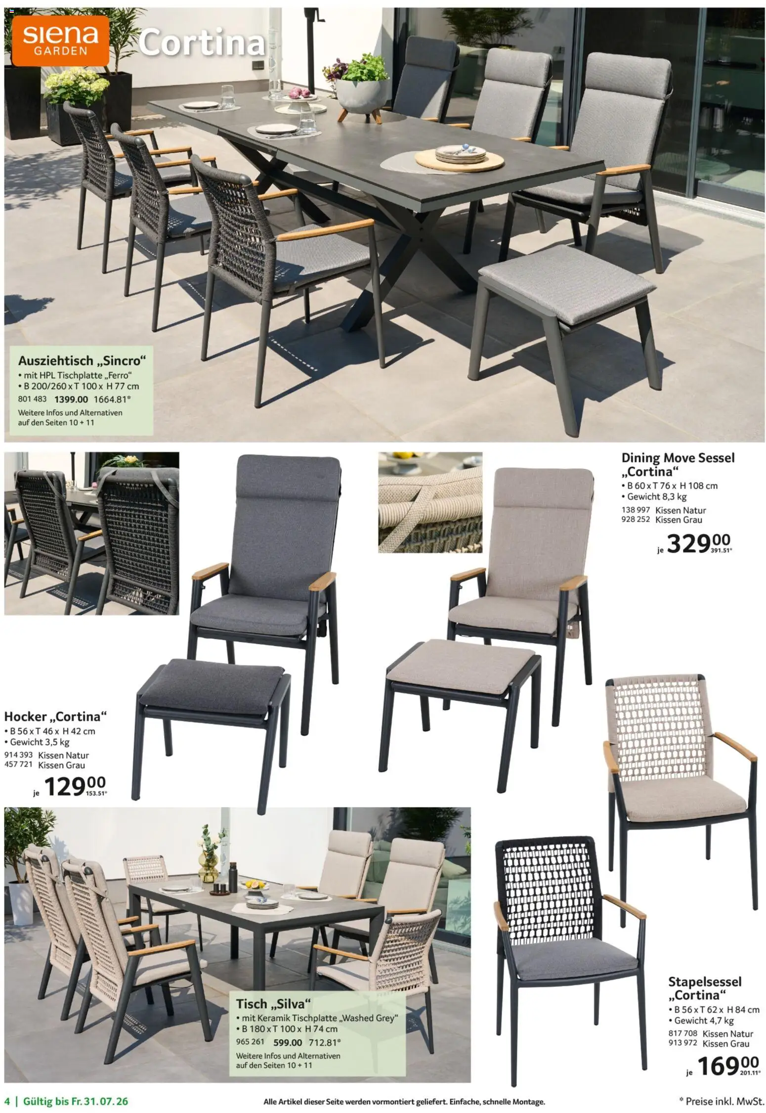 Selgros Garten Exklusiv – gültig ab 19.07.2026 | Seite: 4 | Produkte: Gewicht, Hocker, Sessel, Tisch