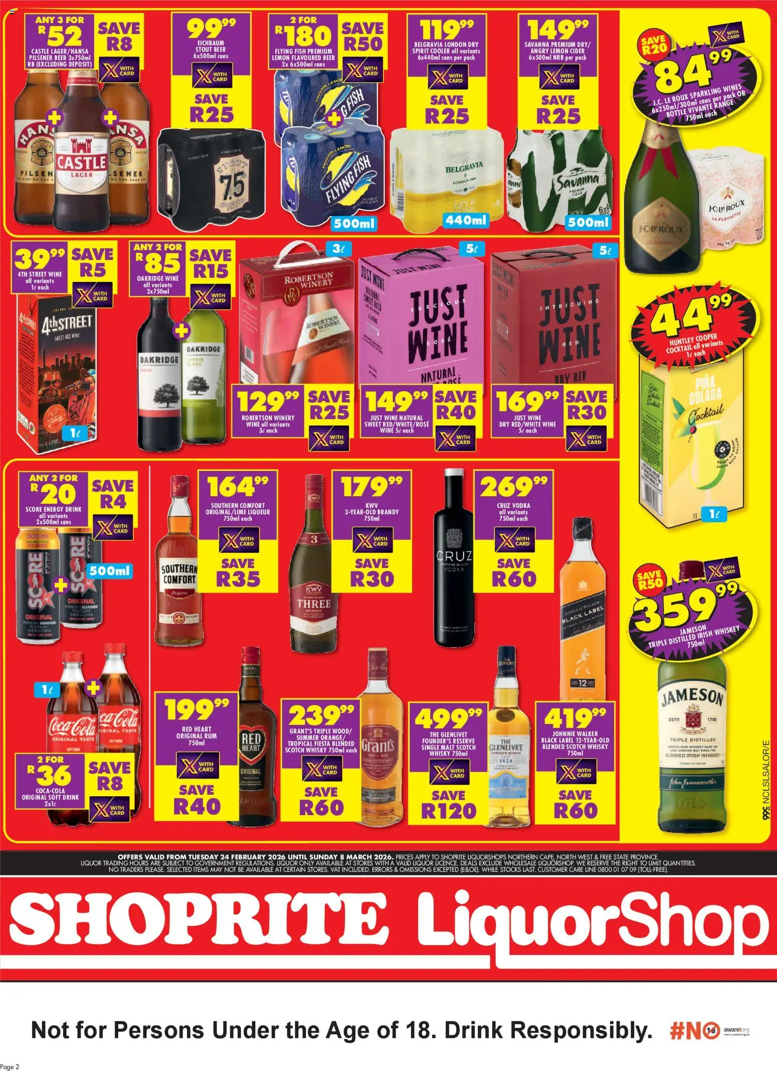 New Shoprite catalogue – valid from 24.02.2026 | Page: 2 | Products: Rum, Cooler, Fish, Vodka