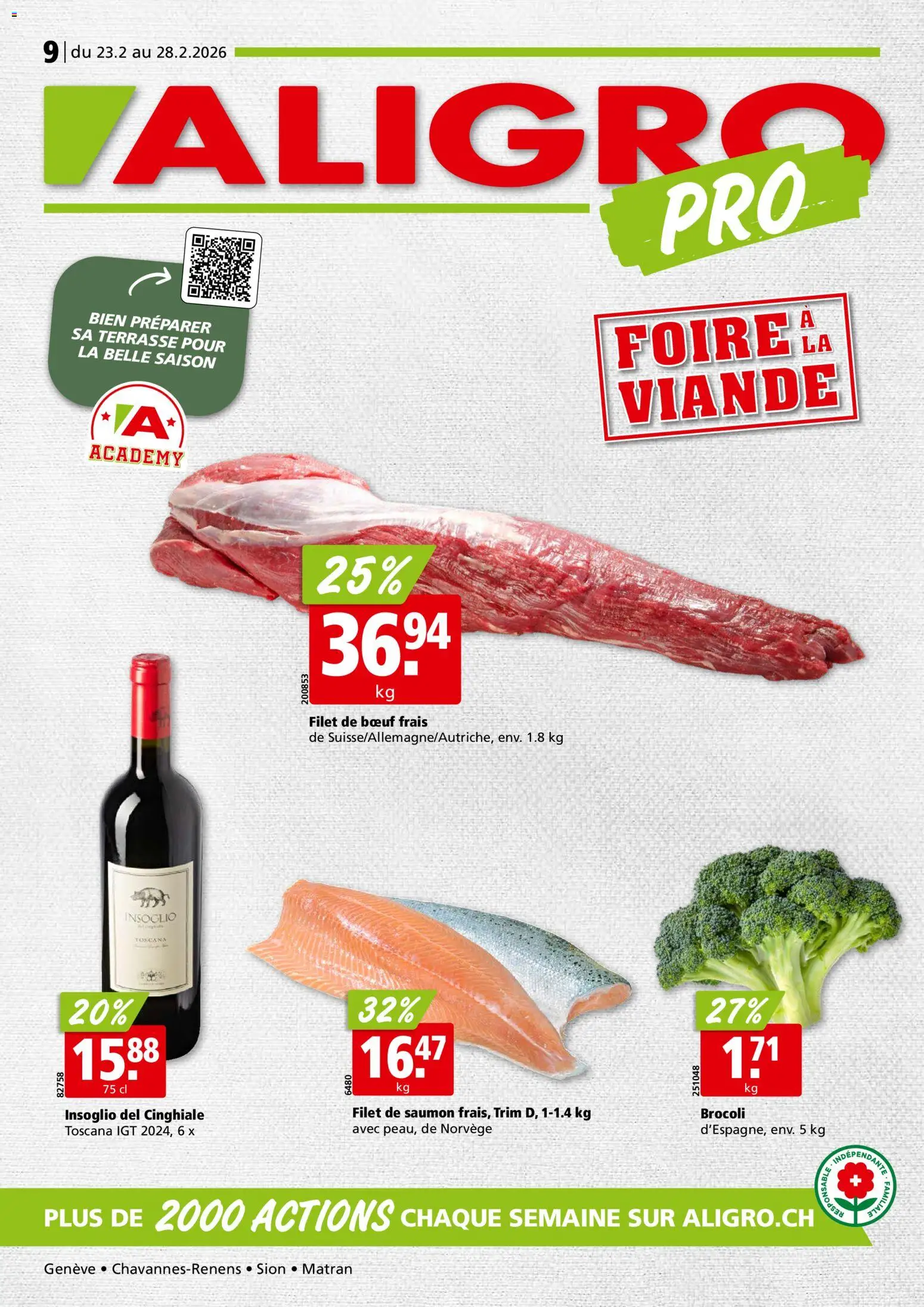 Aligro Aktionen Chavannes, Matran, Genève, Sion – gültig ab 23.02.2026 | Seite: 1