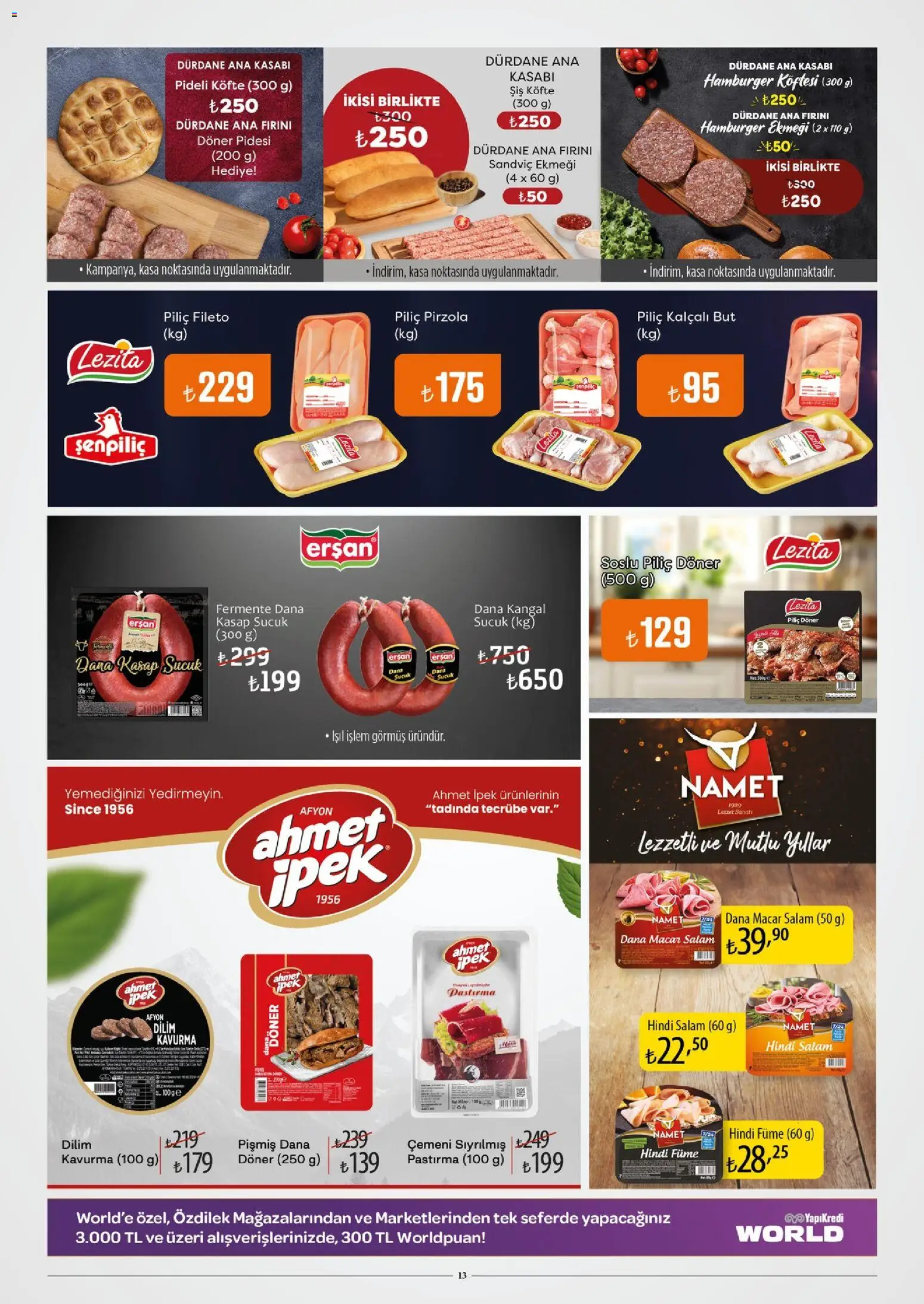 Özdilek Katalog - 02.01.2026 tarihinden itibaren geçerlidir | Sayfa: 13 | Ürünler: Döner, Piliç, Hindi füme, Sucuk