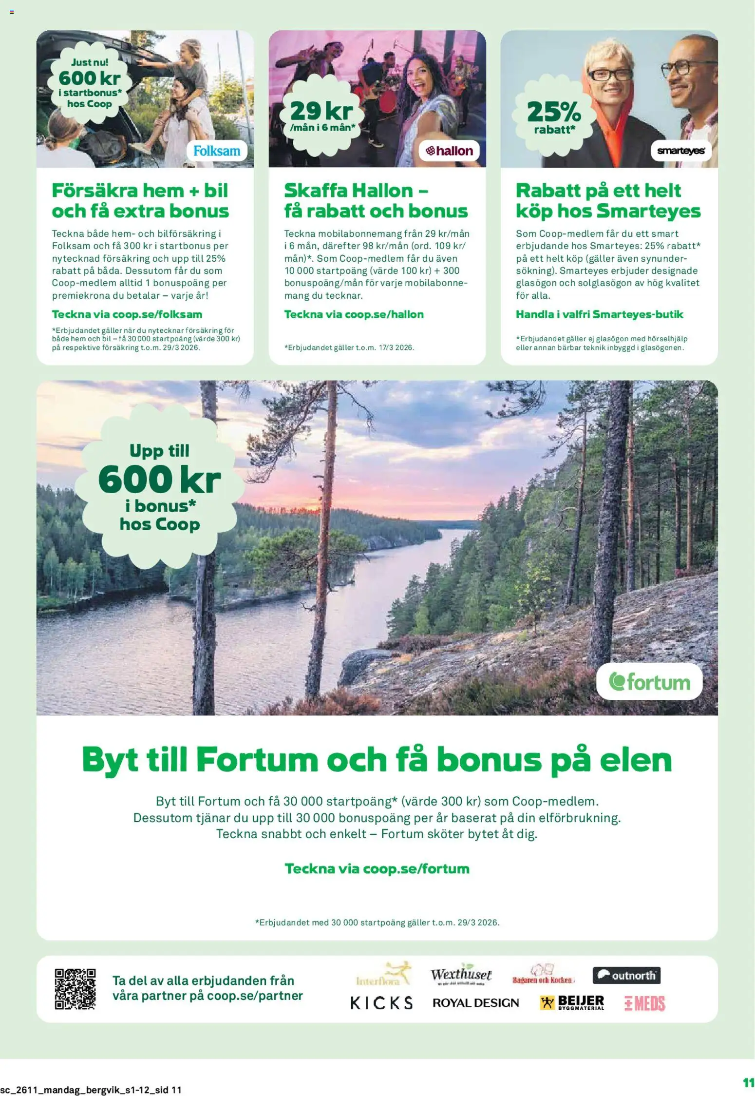 Stora Coop reklamblad aktuell från 09.03.2026 | Sida: 11 | Produkter: Galler, Solglasögon, Glasögon, Hallon