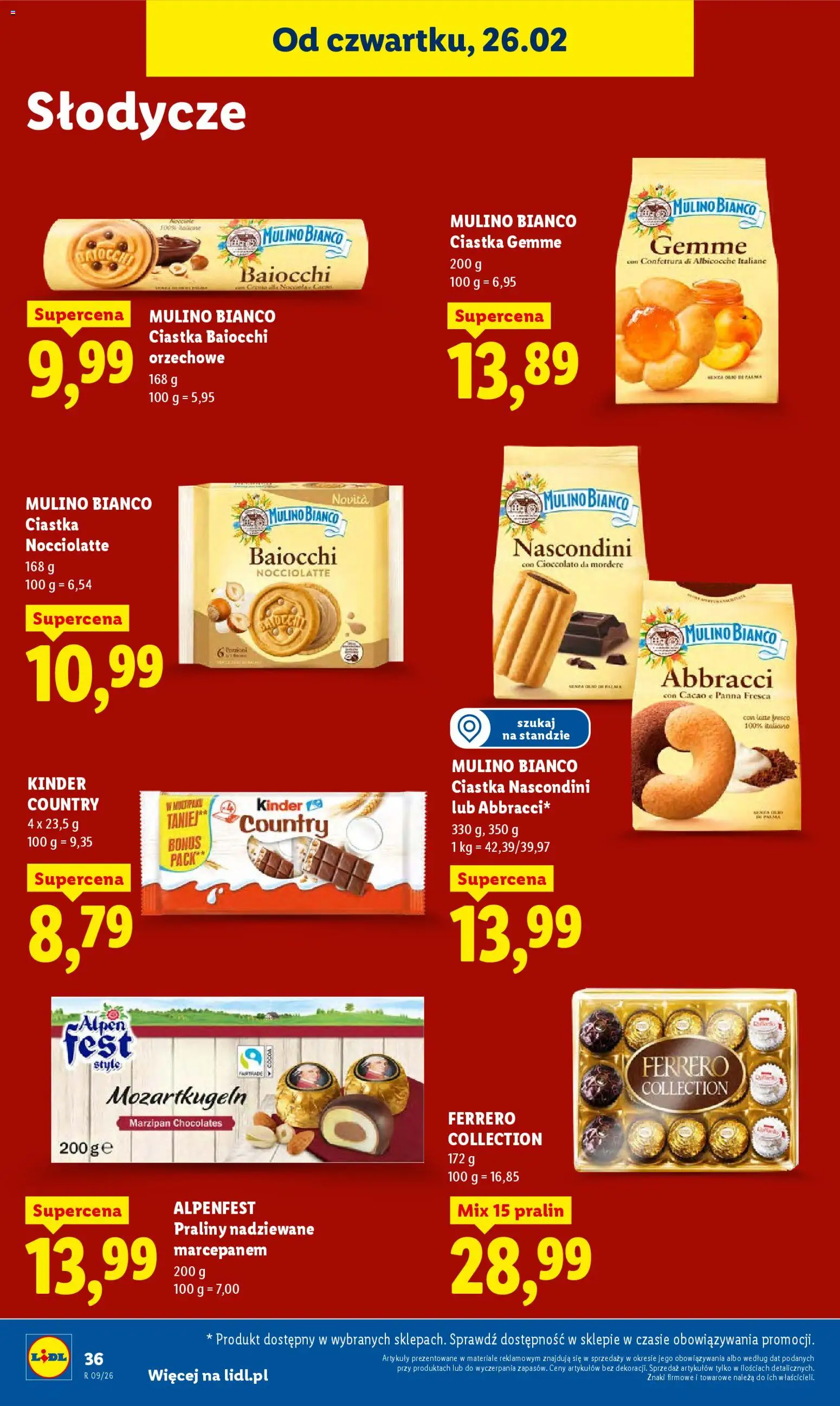 Lidl Gazetka od 26.02.2026 | Strona: 36 | Produkty: Słodycze, Praliny, Ciastka