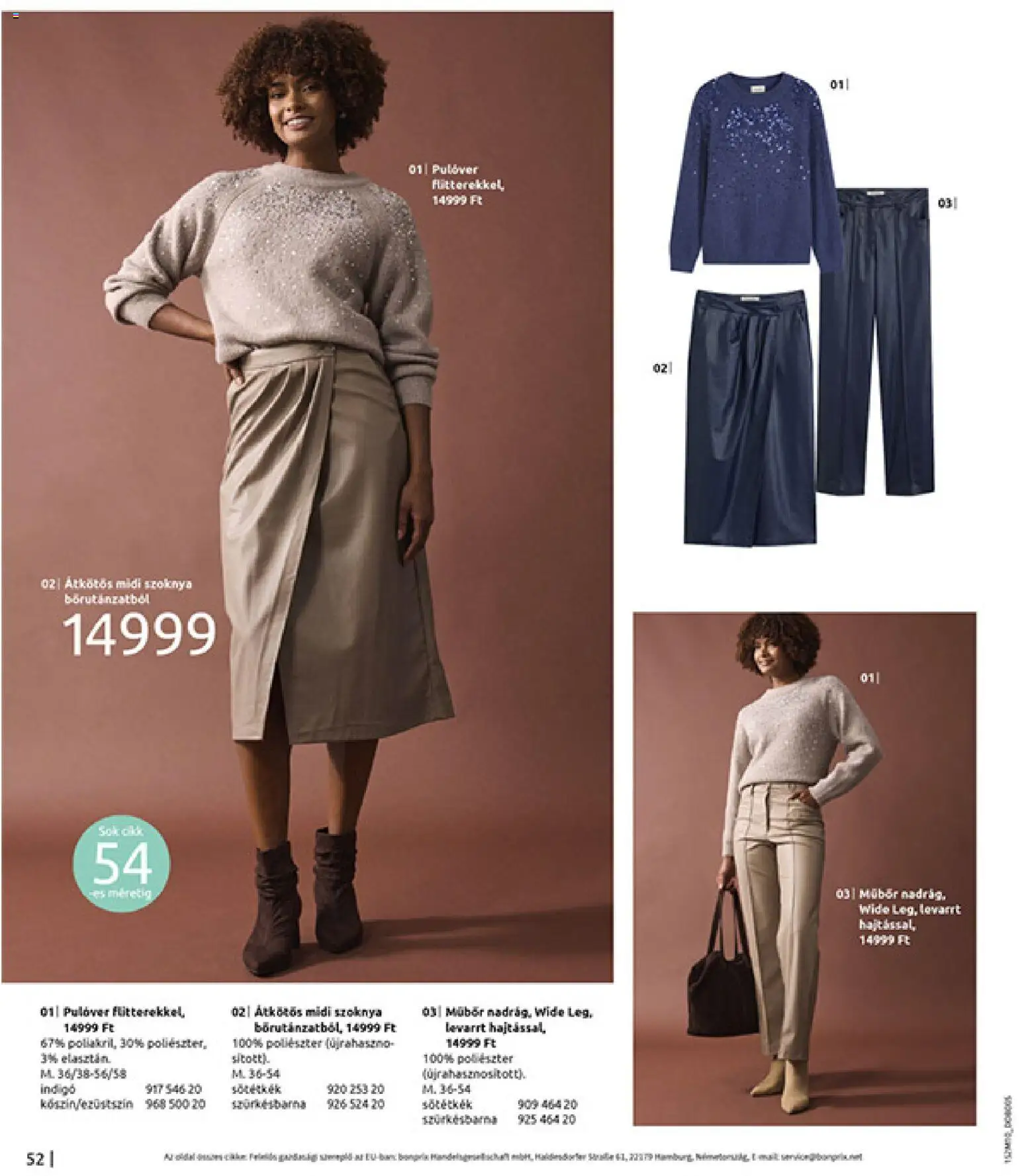 Bonprix akciós ujság - amely érvényes a következő dátumtól: 24.11.2025 | Oldal: 54 | Termékek: Szoknya, Pulóver