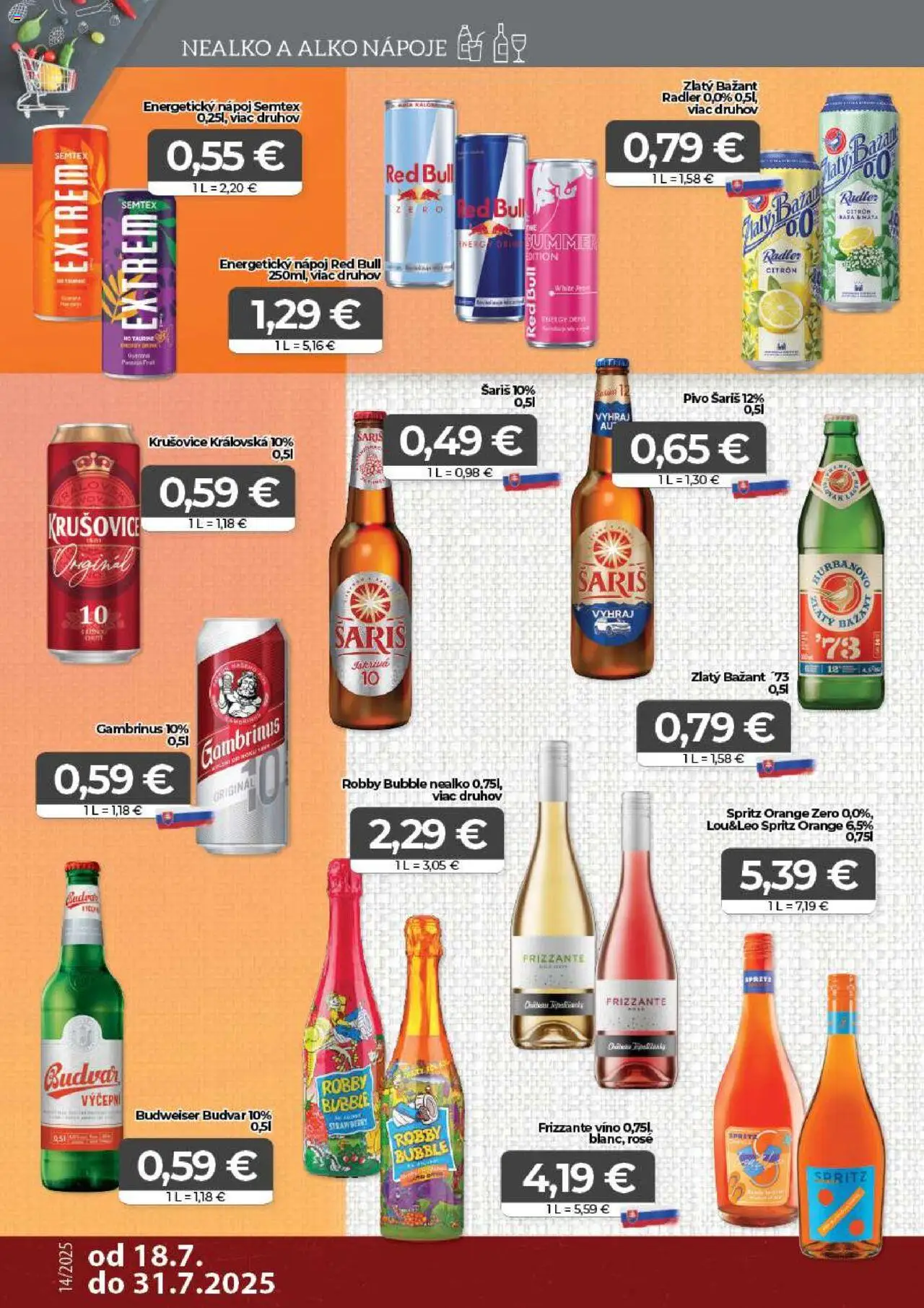CBA Komfos leták │ platný od 18.07.2025 | Strana: 12 | Produkty: Víno, Radler, Budvar, Energetický nápoj