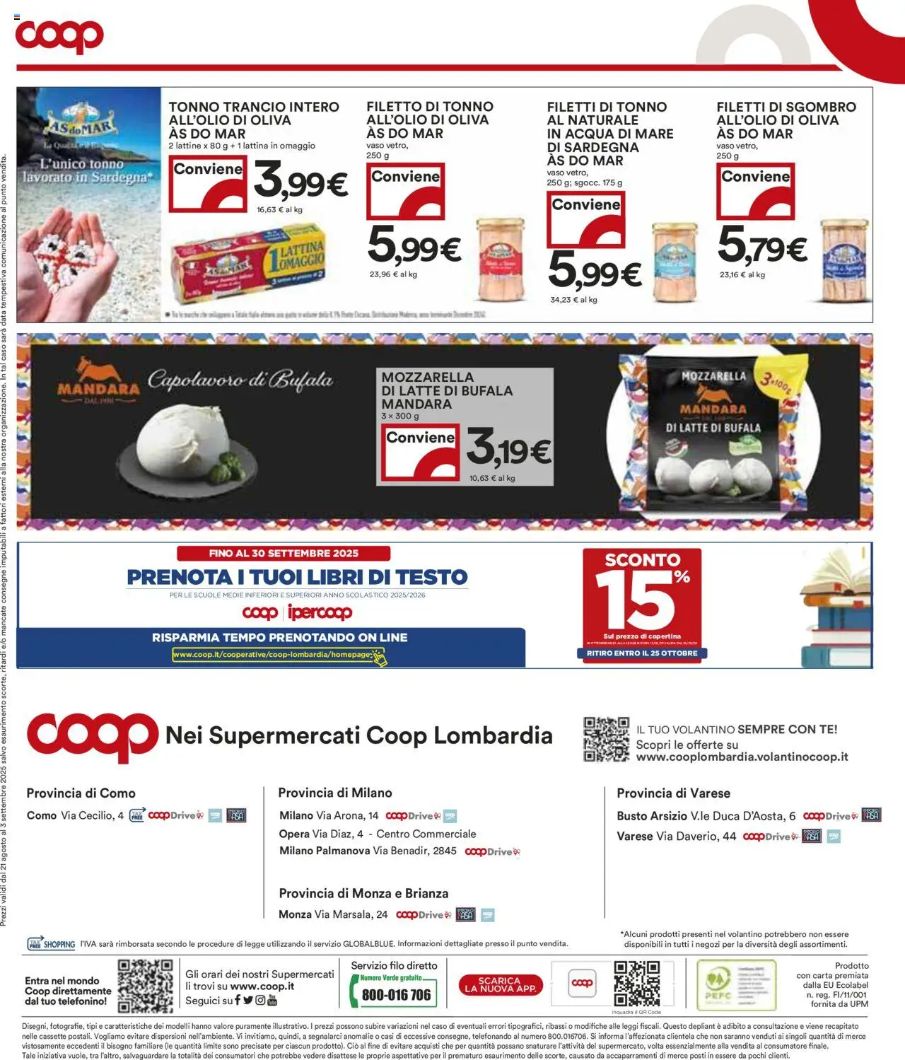 Volantino COOP del 21.08.2025 | Pagina: 29 | Prodotti: Data, Fan, Sgombro, Vaso