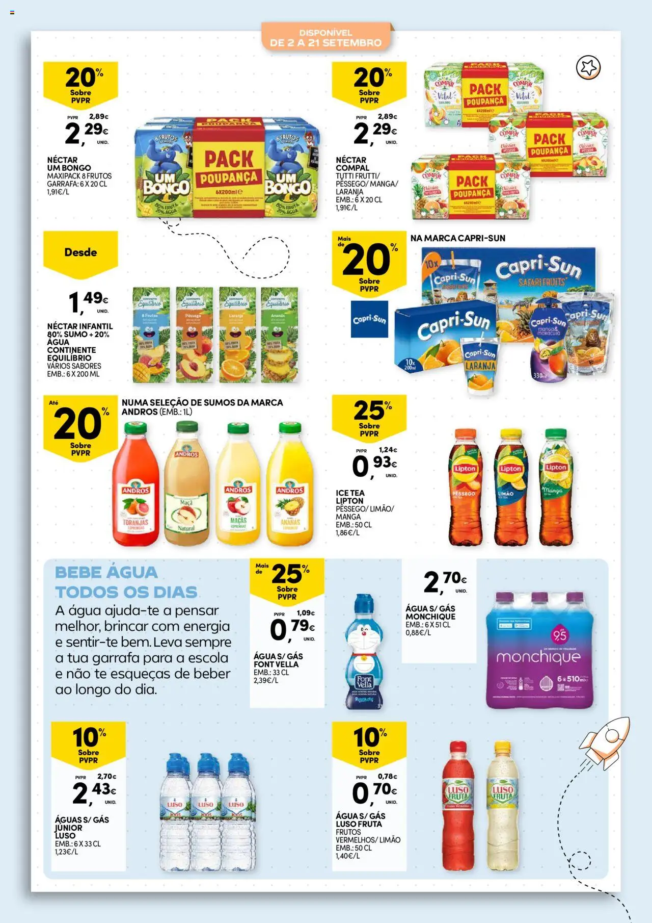 Continente - Regresso às Aulas: Regressamos com tudo │ válido de 12.08.2025 | Página: 56 | Produtos: Agua, Maça, Sumo, Maçãs