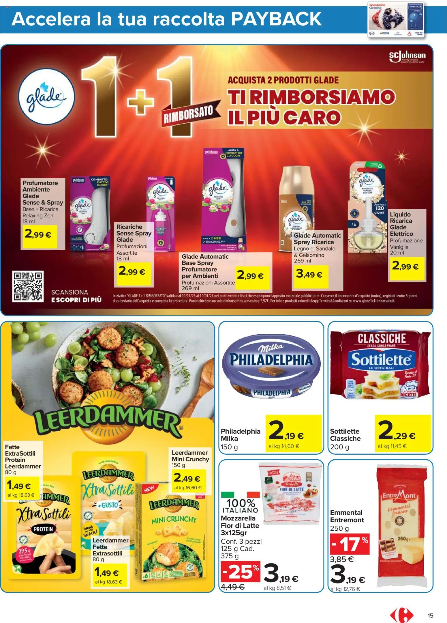 Volantino Carrefour del 17.11.2025 | Pagina: 15 | Prodotti: Mozzarella, Latte, Emmental