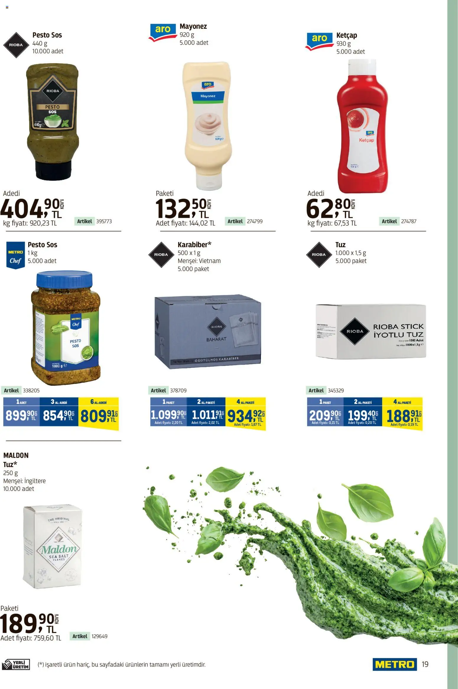 Metro - Kafeler & Pastaneler Kataloğu - 22.04.2026 tarihinden itibaren geçerlidir | Sayfa: 19 | Ürünler: Ketçap, Karabiber, Mayonez, Sos