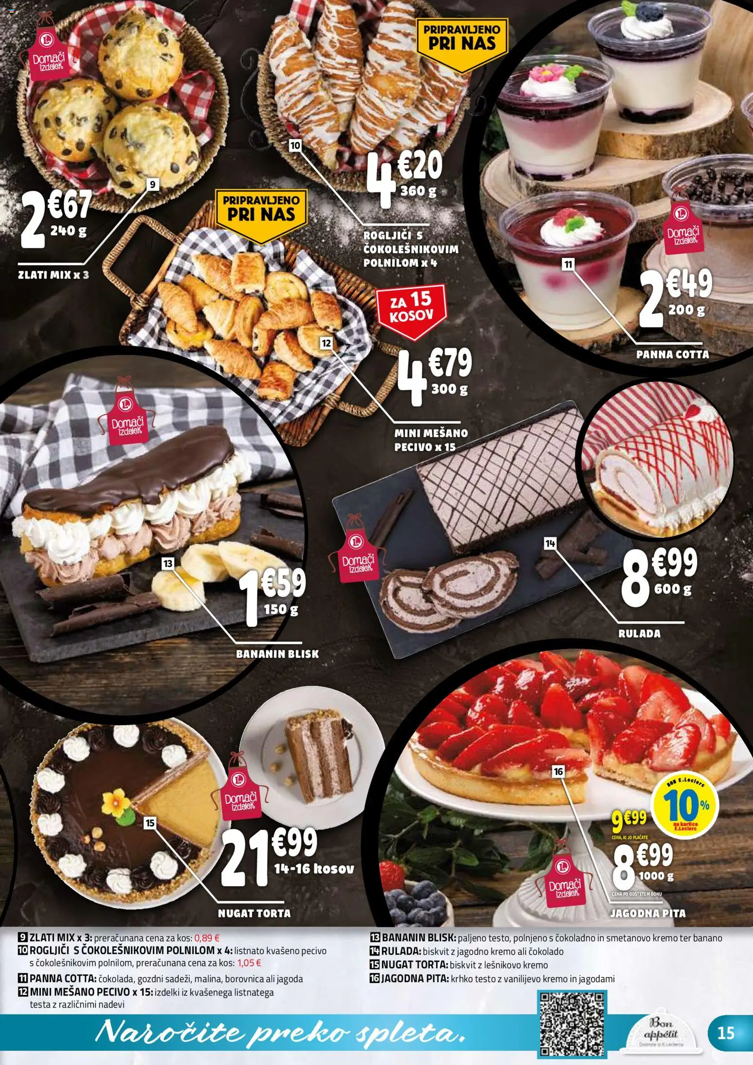 Novi E.leclerc katalog ponudbe – veljaven od 04.03.2026 | Stran: 15 | Izdelki: Pita, Torta, Kos