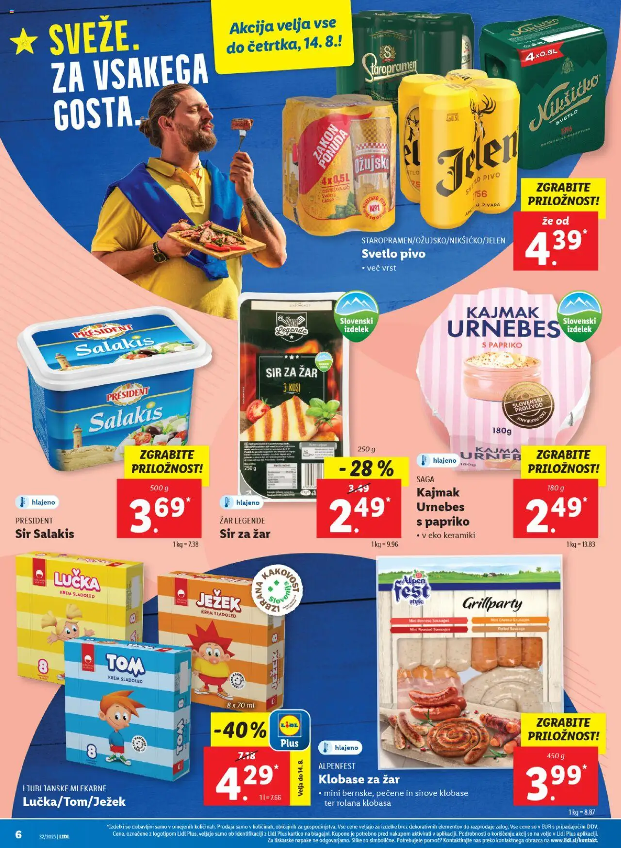 Lidl katalog │ velja od 07.08.2025 | Stran: 6 | Izdelki: Zar, Kajmak, Sir, Pivo