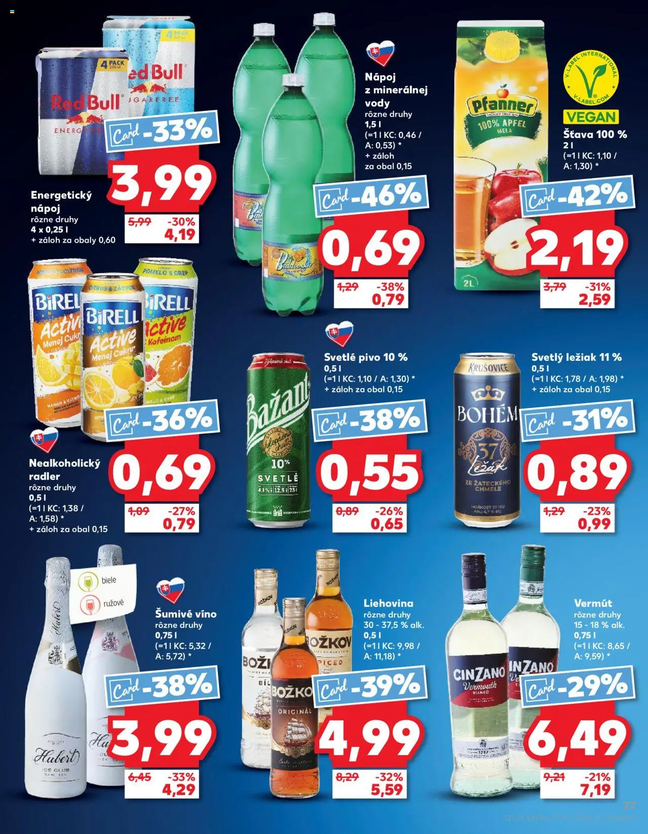 Kaufland Košice-OC Galéria │ platný od 21.08.2025 | Strana: 27 | Produkty: Birell, Božkov, Red Bull, Mango