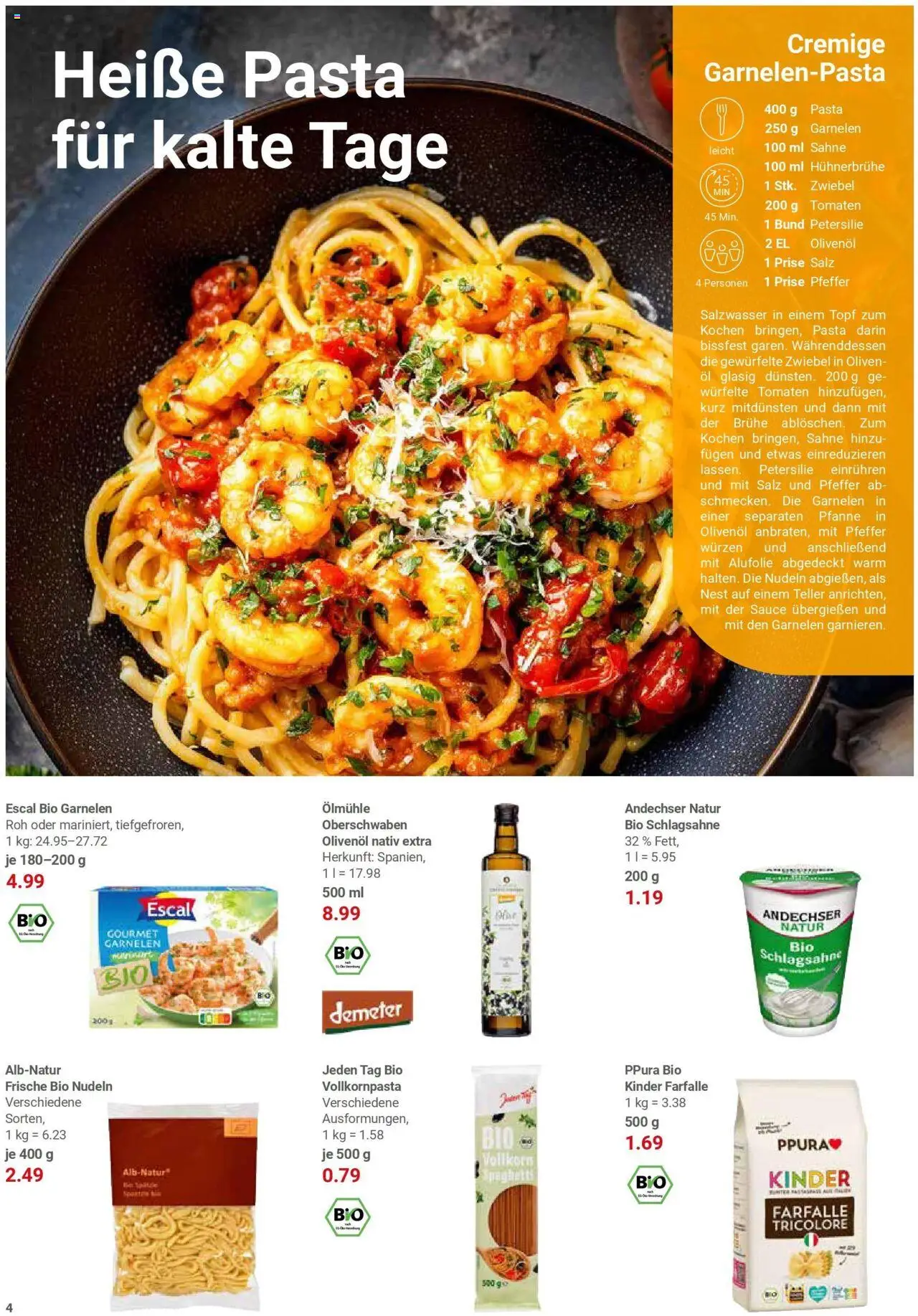 Globus prospekt Neutraubling	 – gültig ab 25.08.2025 | Seite: 4 | Produkte: Schlagsahne, Olivenol, Pasta, Sahne