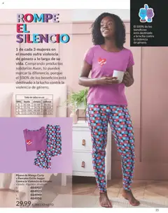 Pijama de Manga Corta y Pantalón Estilo Jogger Contra la Violencia de Género, Violeta. Algodón, elastano. │ válido desde el 01.09.2025 | Página: 35 | Productos: Pijama