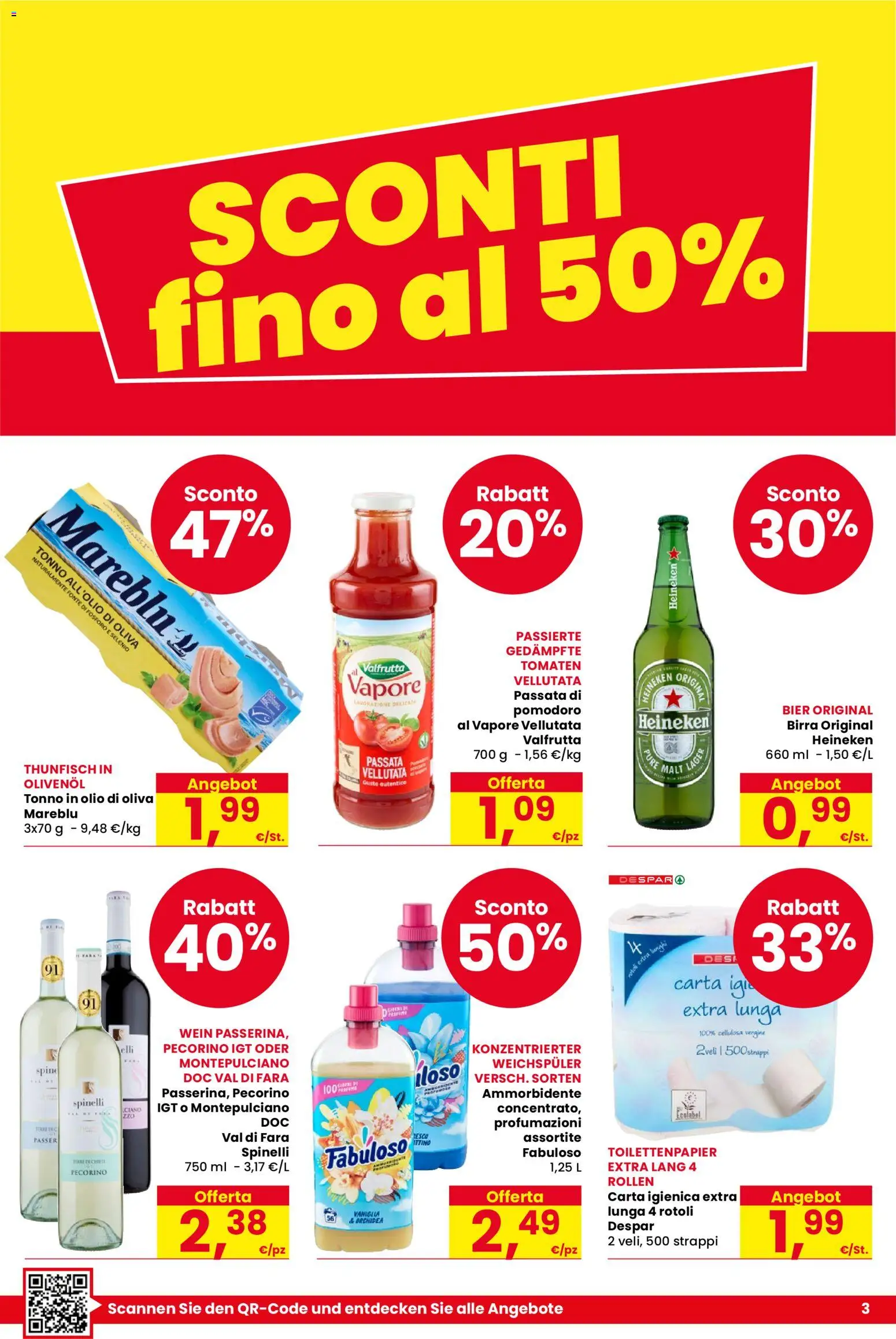 Volantino Despar del 08.01.2026 | Pagina: 3 | Prodotti: Birra, Ammorbidente, Passata di pomodoro, Pecorino