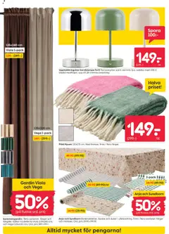 Rusta reklamblad aktuell från 15.09.2025 | Sida: 4 | Produkter: Bordslampa, Gardin, Galler, Sladd