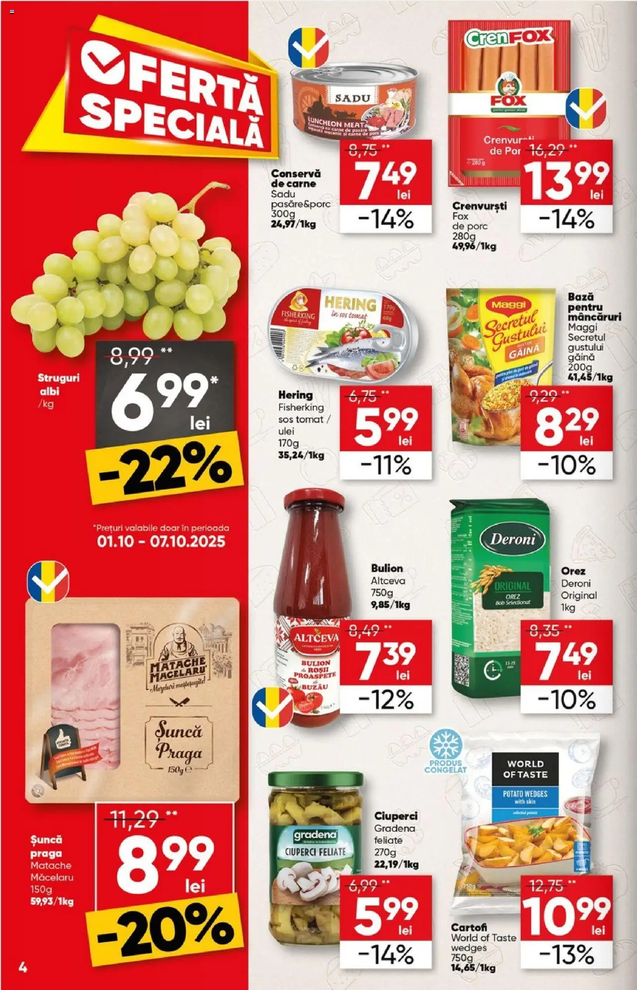 Noul catalog Profi – valabil de la 01.10.2025 | Pagină: 4 | Produse: Struguri, Ciuperci, Crenvurști, Orez
