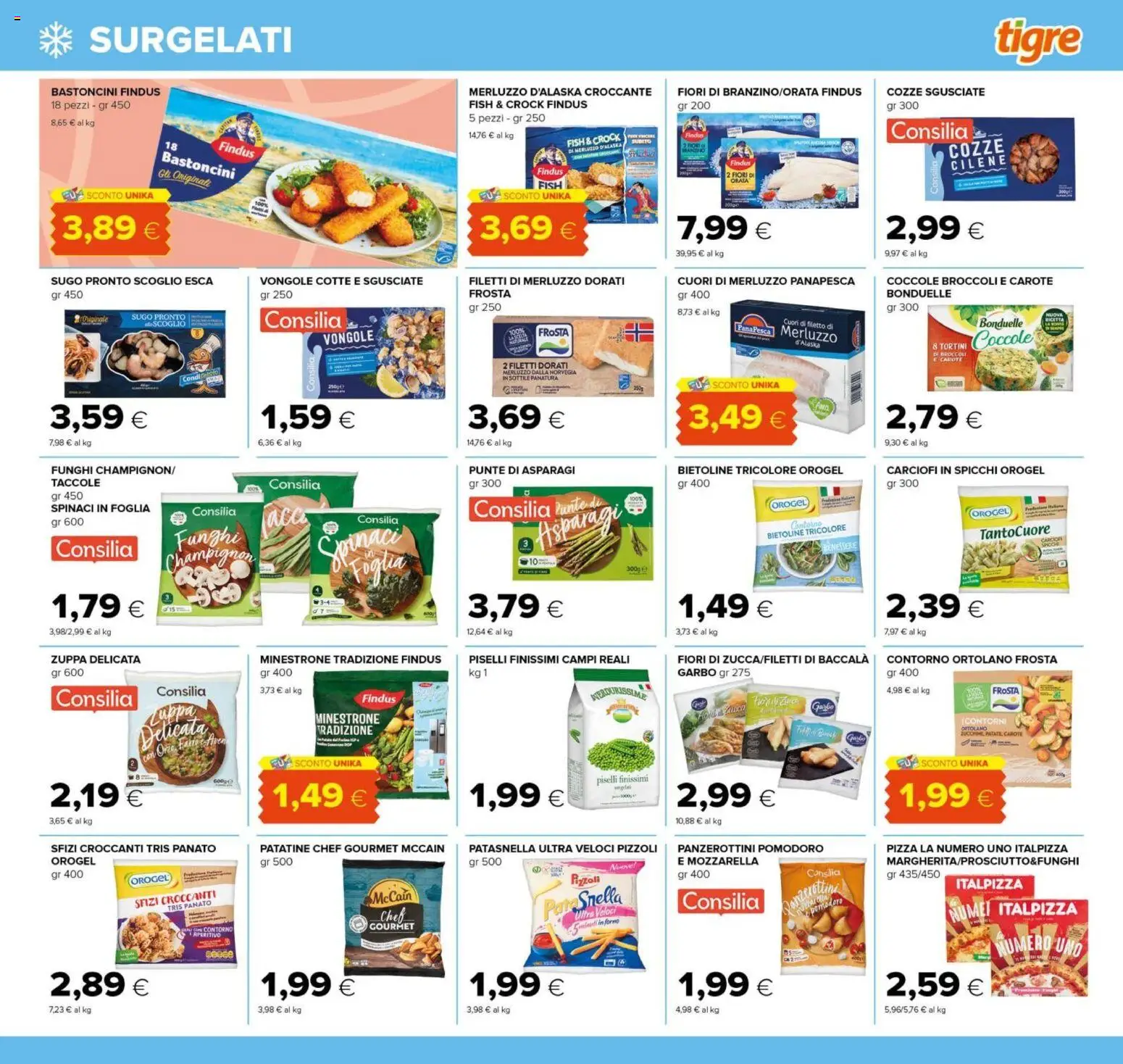 Volantino Tigre del 12.02.2026 | Pagina: 9 | Prodotti: Minestrone, Merluzzo, Carote, Piselli
