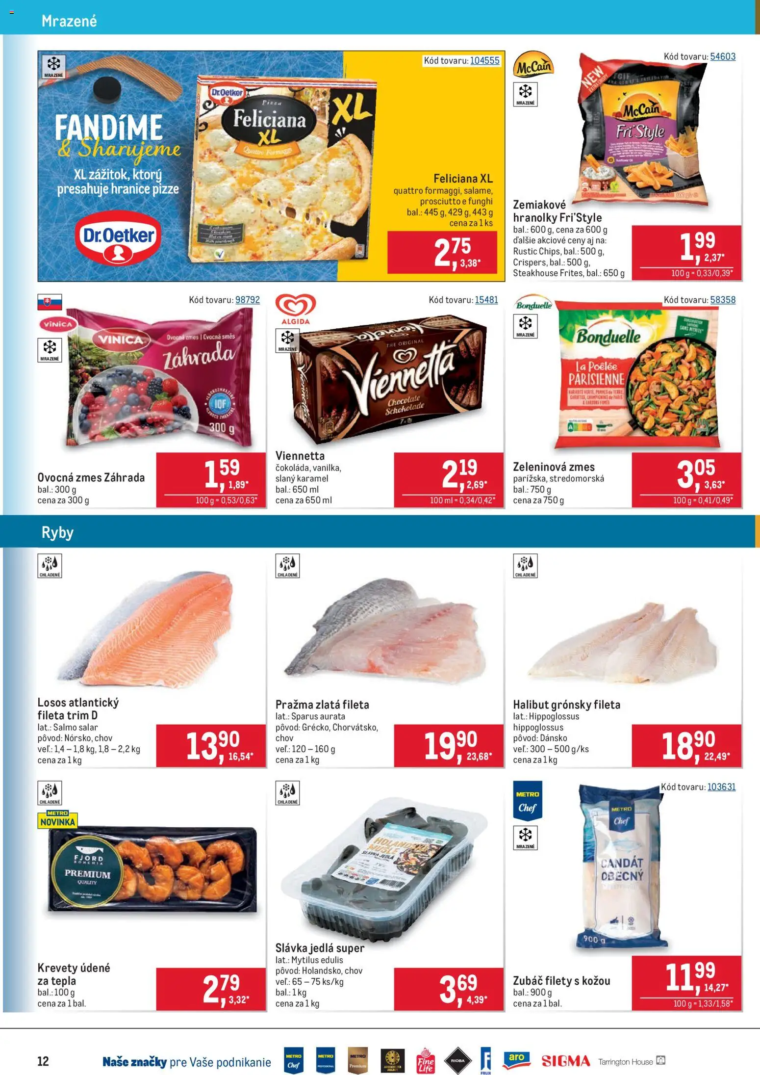 Nové Metro akcie – leták je platný od 11.02.2026 | Strana: 12 | Produkty: Krevety, Ryby, Losos
