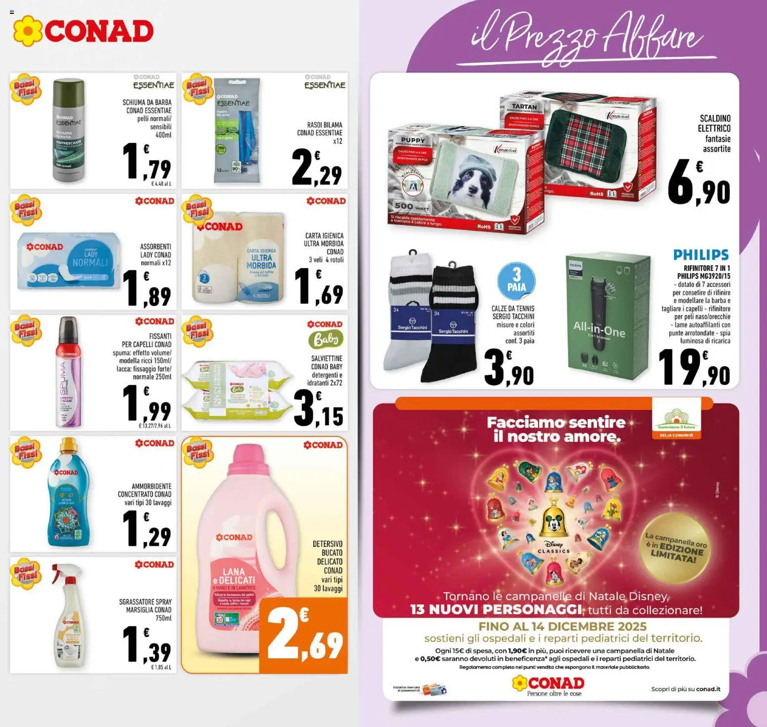 Volantino Conad del 01.12.2025 | Pagina: 23 | Prodotti: Schiuma da barba, Carta igienica, Ammorbidente, Sgrassatore