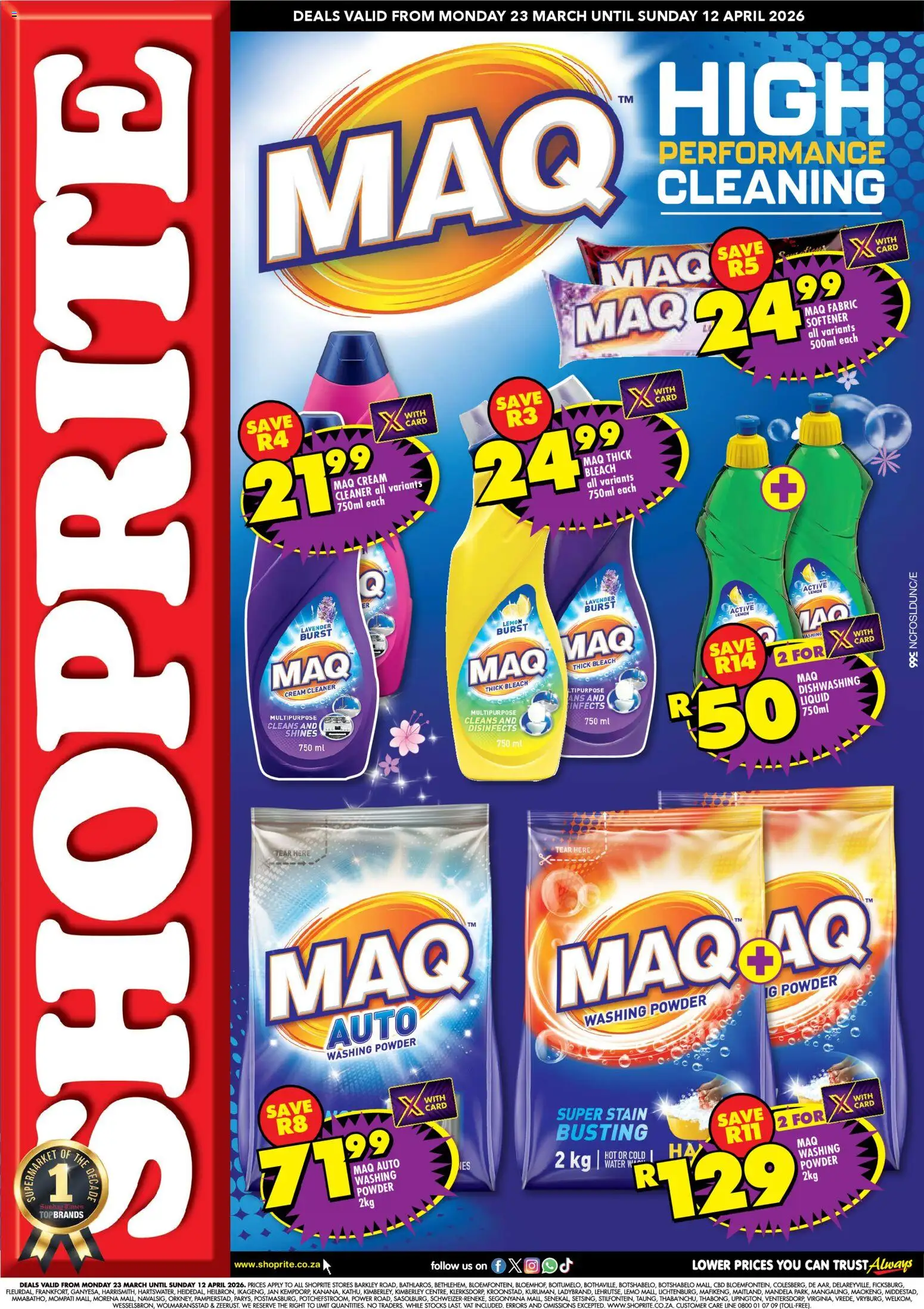 New Shoprite catalogue – valid from 23.03.2026 | Page: 1 | Products: Cream, Washing powder, Fabric softener, Lemon
