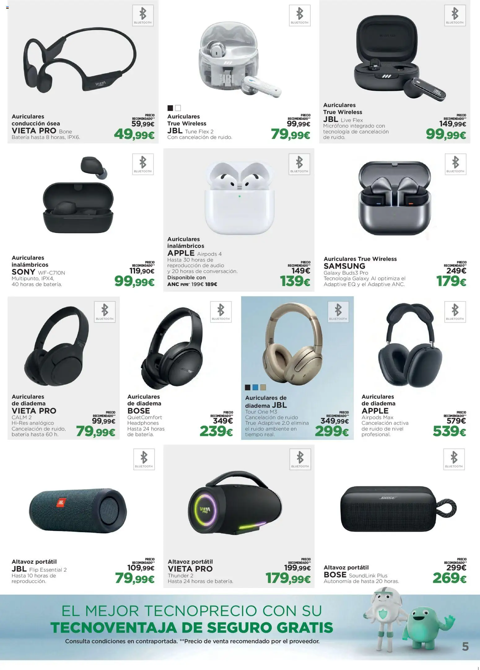 El Corte Inglés ofertas │ válido desde el 27.10.2025 | Página: 5 | Productos: Airpods, Audio, Altavoz, Batería