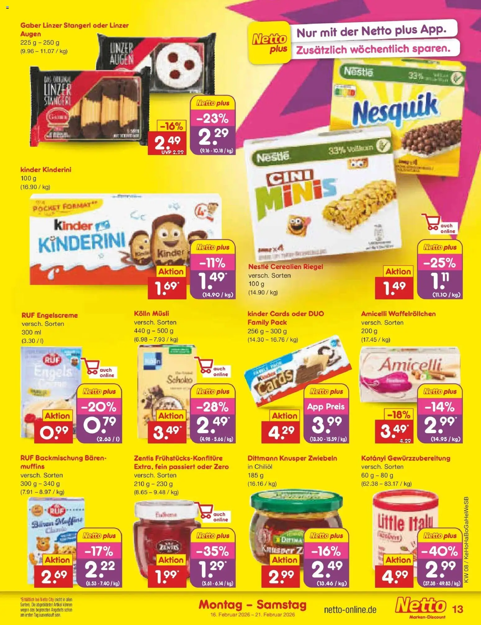 Netto Marken-Discount - Netto: Wochenangebote – gültig ab 15.02.2026 | Seite: 13 | Produkte: Musli, Kolln, Kolln musli, Zwiebeln
