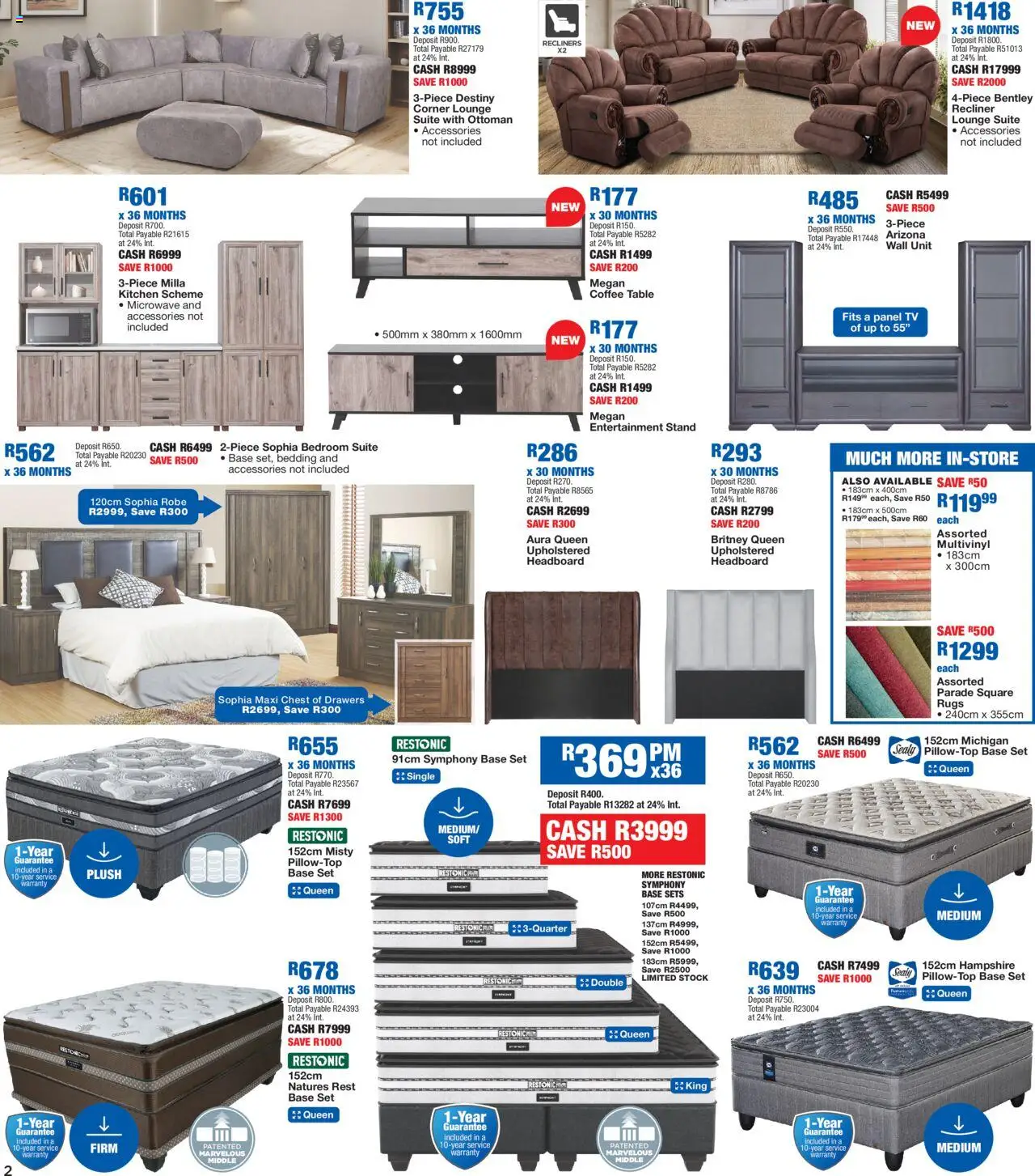 OK Furniture - RSA Lowest Prices Specials │ valid from 20.08.2025 | Page: 2 | Products: Wall unit, Microwave, Lounge suite, Stock