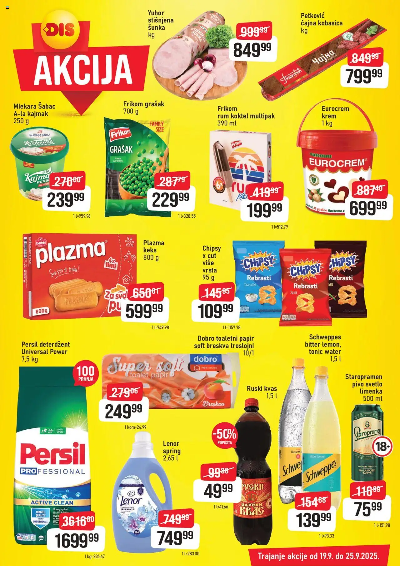 Super DIS katalog - važi od 19.09.2025 | Strana: 1 | Proizvode: Lenor, Toalet papir, Pivo, Persil