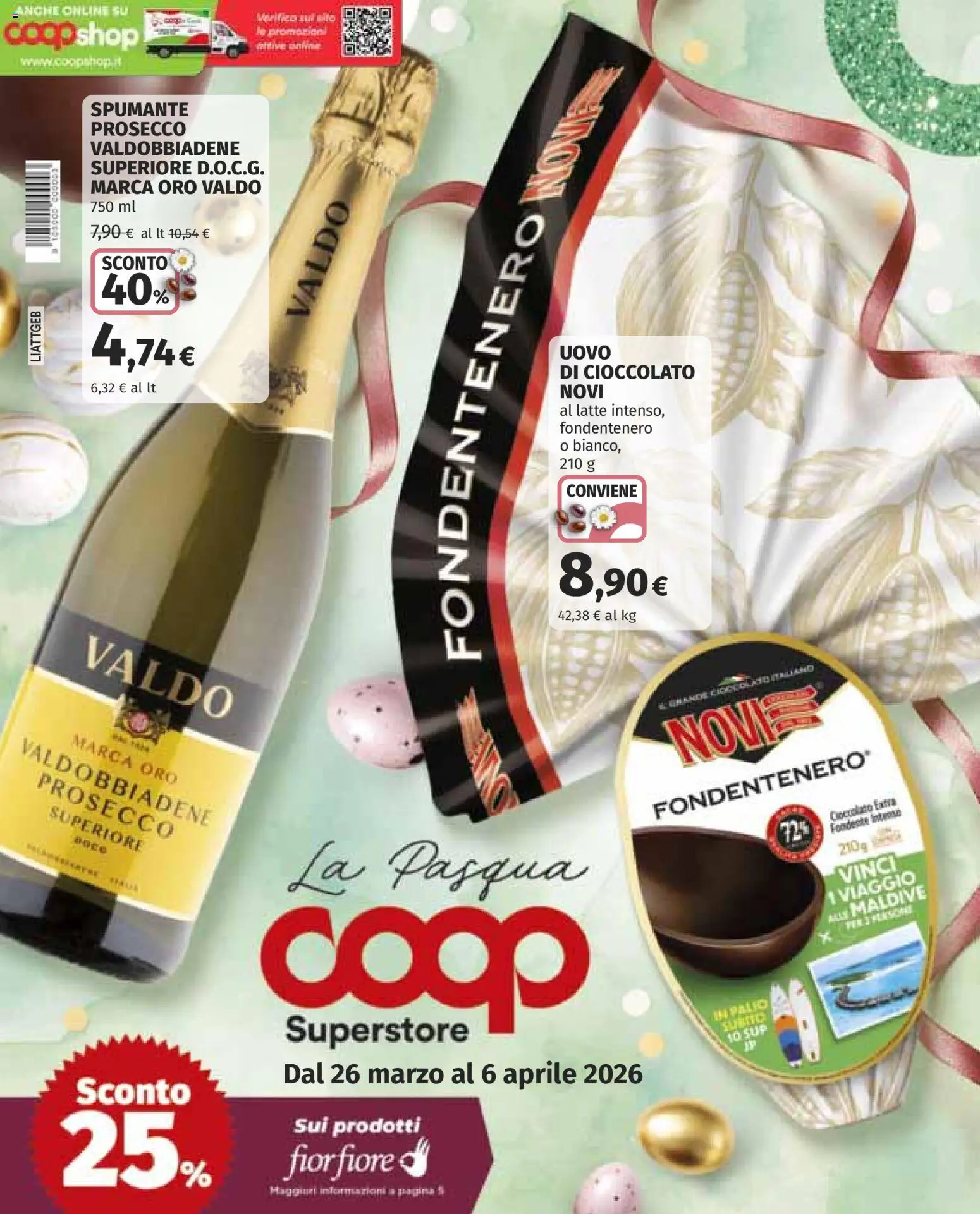 Volantino COOP del 26.03.2026 | Pagina: 1 | Prodotti: Cioccolato, Prosecco, Latte, Spumante
