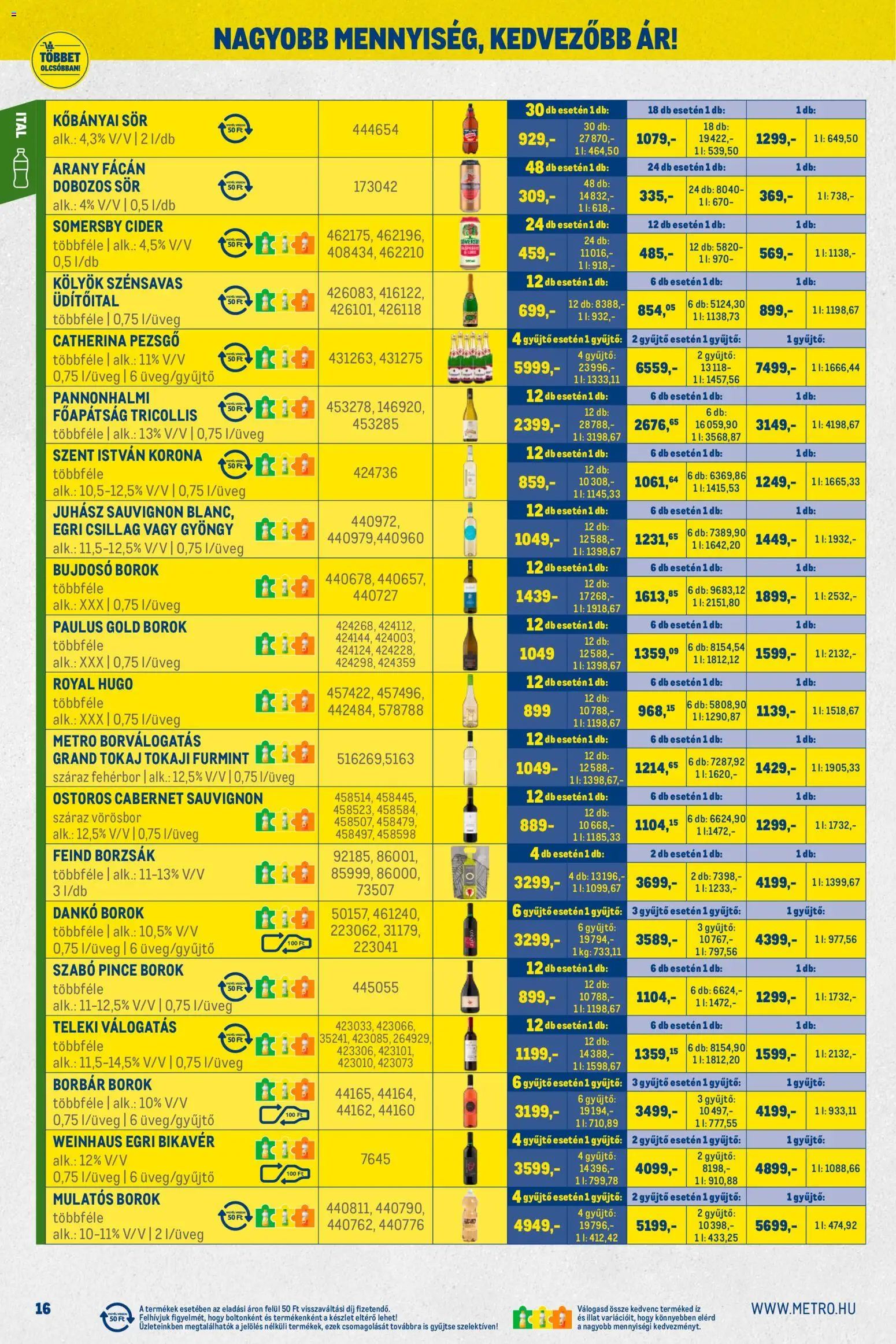Metro akciós ujság - amely érvényes a következő dátumtól: 01.03.2026 | Oldal: 16 | Termékek: Kisela pavlaka, Pezsgő, Cider, Sör