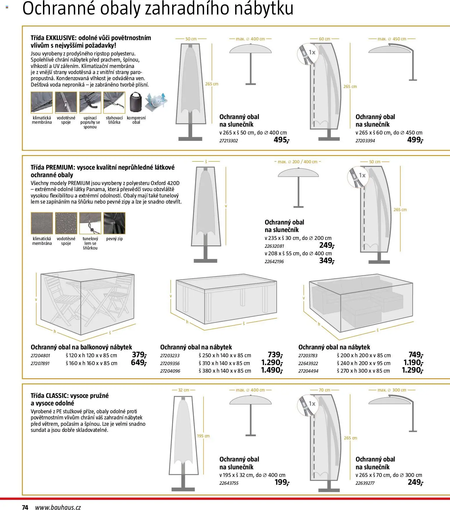 Bauhaus katalog Záhradní nábytek od 08.04.2026 | Strana: 74 | Produkty: Nábytek, Modely, Zahradní nábytek, Slunečník