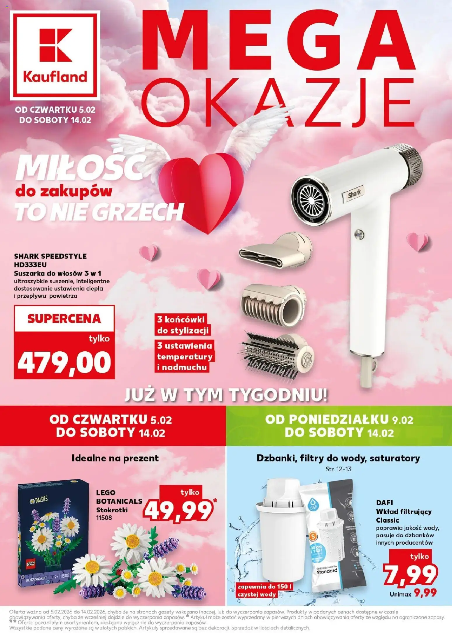 Kaufland gazetka - Mega okazje od 05.02.2026 | Strona: 1 | Produkty: Suszarka, Suszarka do włosów, Lego