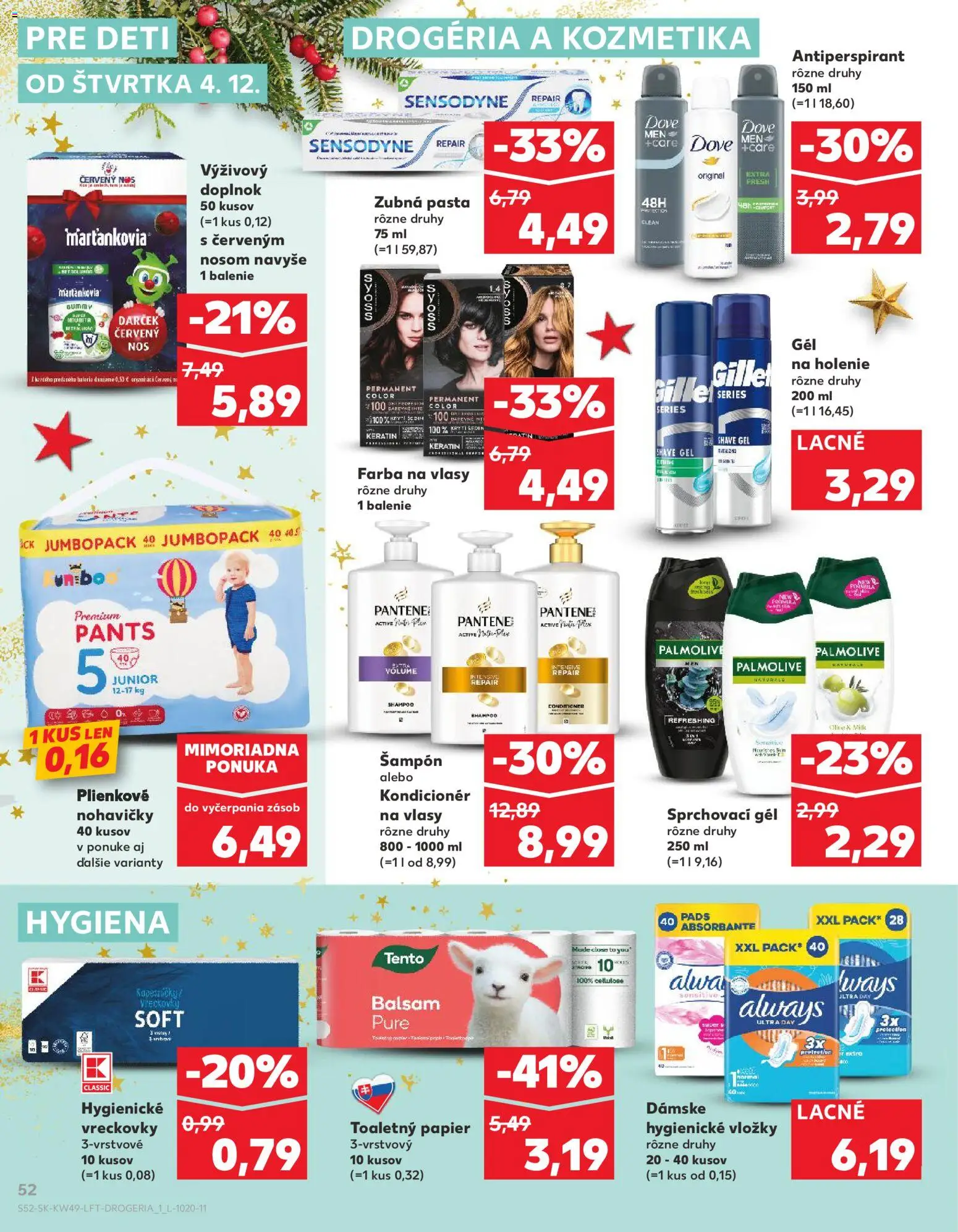Nové Kaufland akcie – leták je platný od 04.12.2025 | Strana: 52 | Produkty: Kondicionér, Marťankovia, Antiperspirant, Zubná pasta