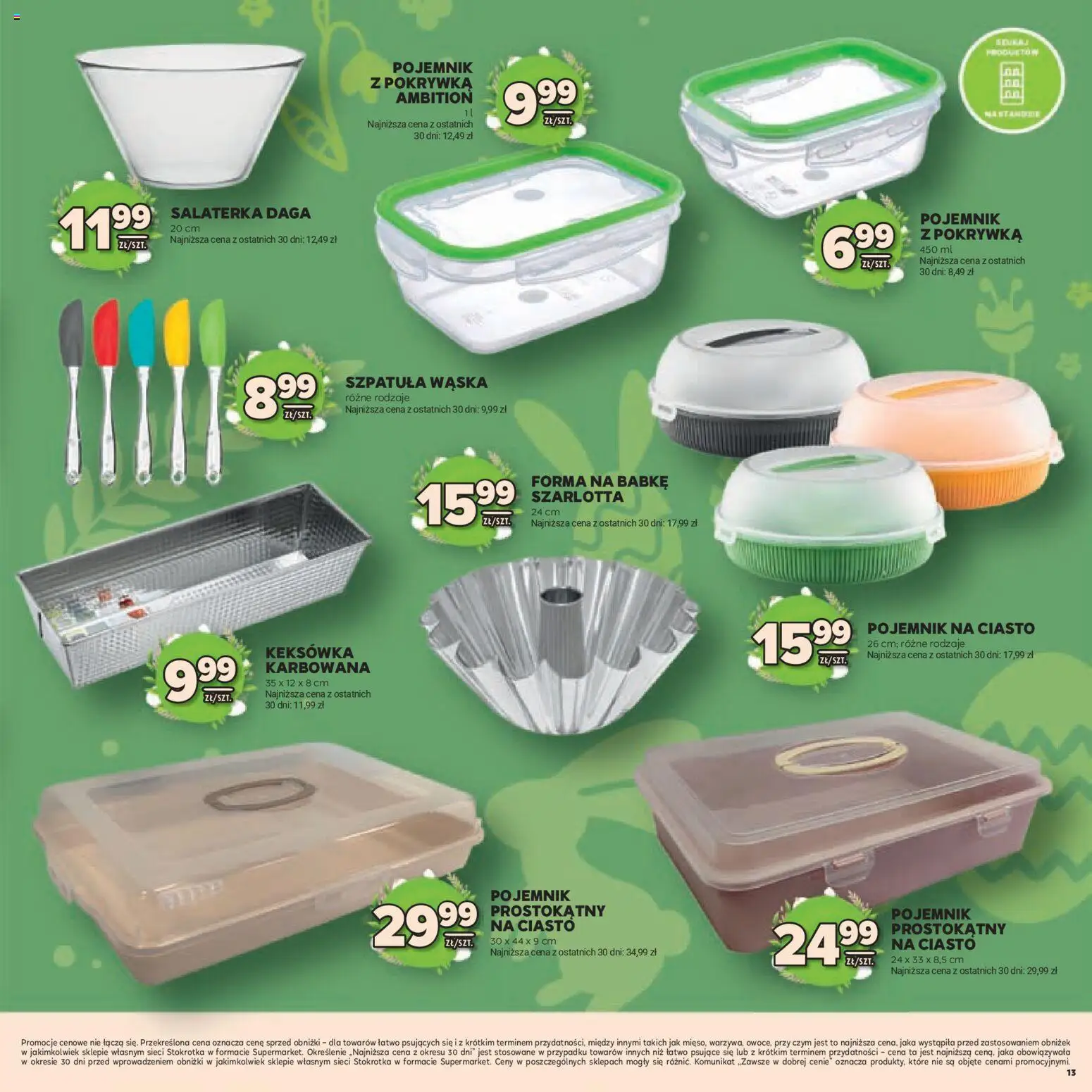 Stokrotka gazetka - Wielkanoc od 19.03.2026 | Strona: 13 | Produkty: Pojemnik na ciasto, Stokrotka, Ciasto