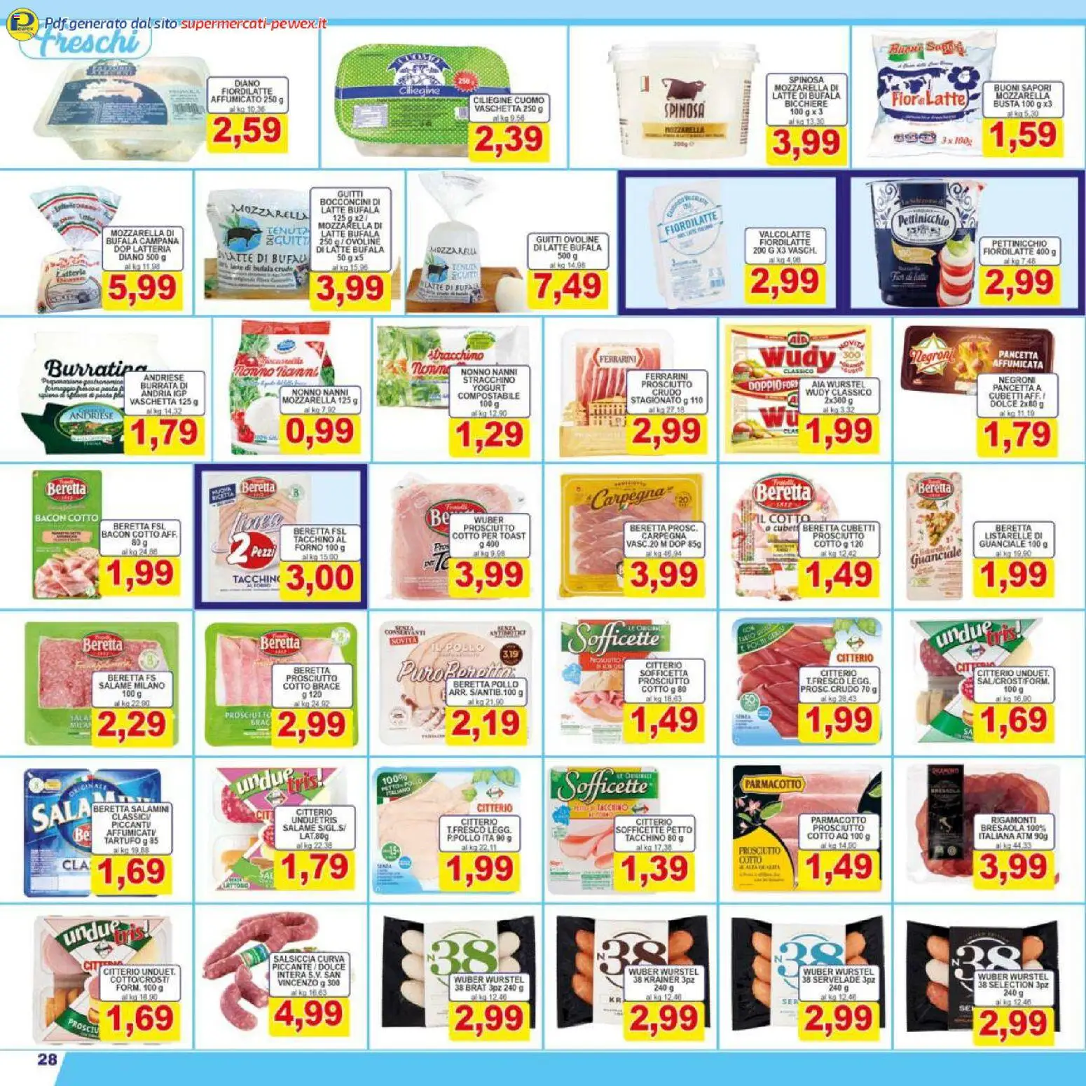 Volantino Pewex del 17.03.2026 | Pagina: 28 | Prodotti: Yogurt, Bresaola, Salsiccia, Guanciale