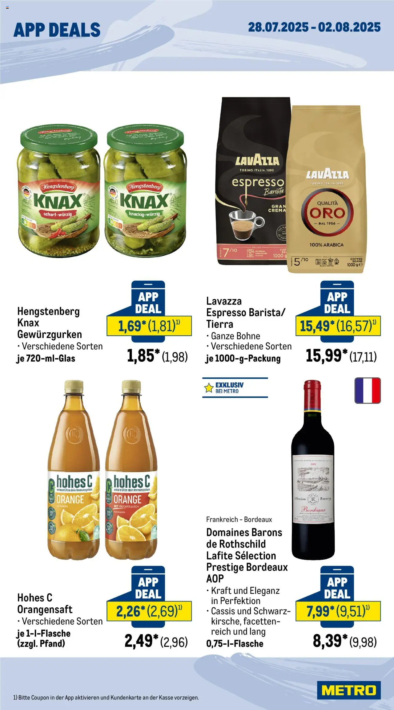 Metro App Deals - gültig ab dem 28.07.2025 | Seite: 2 | Produkte: Lavazza, Orangensaft, Hohes c