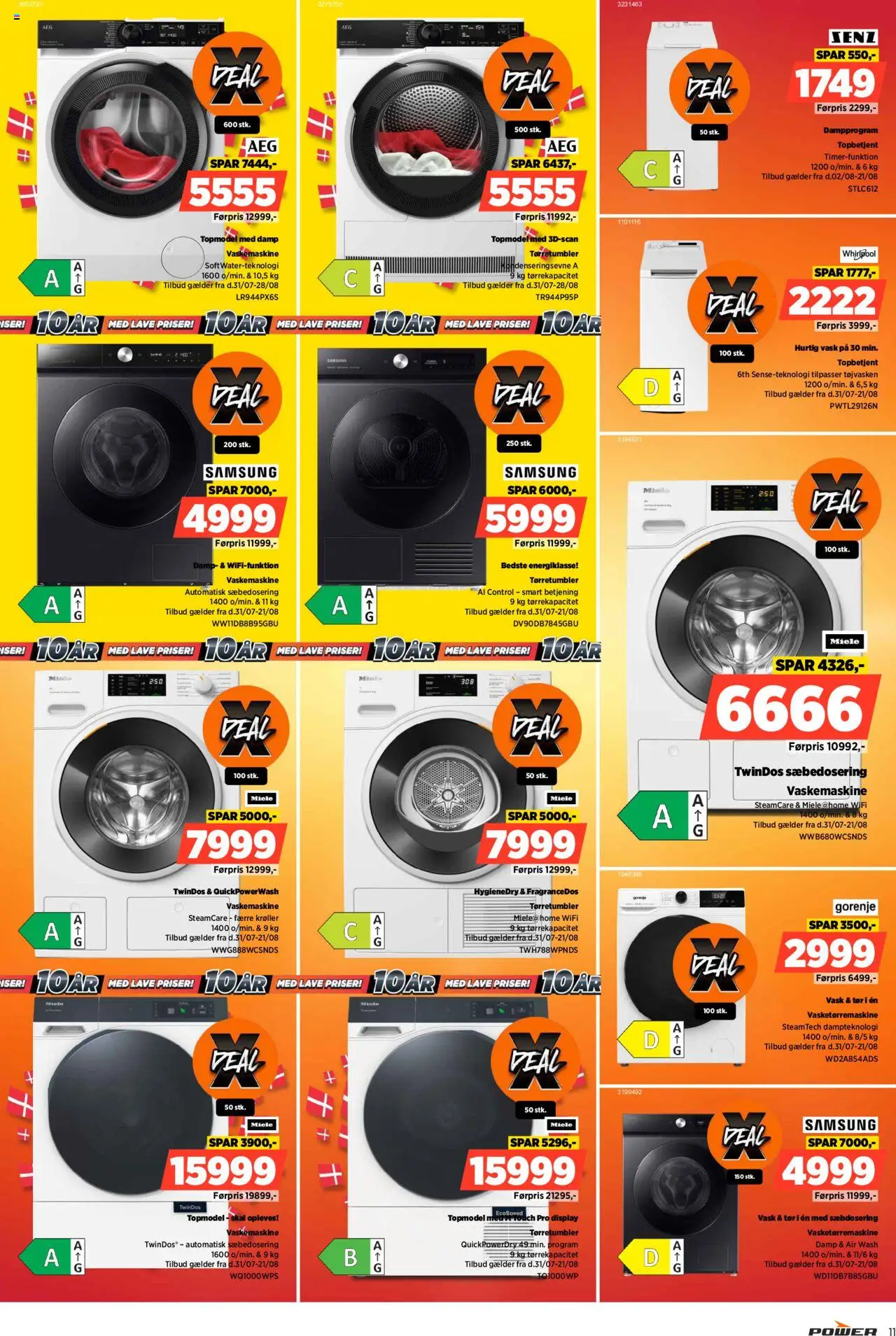 Power Tilbudsavis gyldig fra 31.07.2025 | Side: 11 | Produkter: Vaskemaskine, Tørretumbler