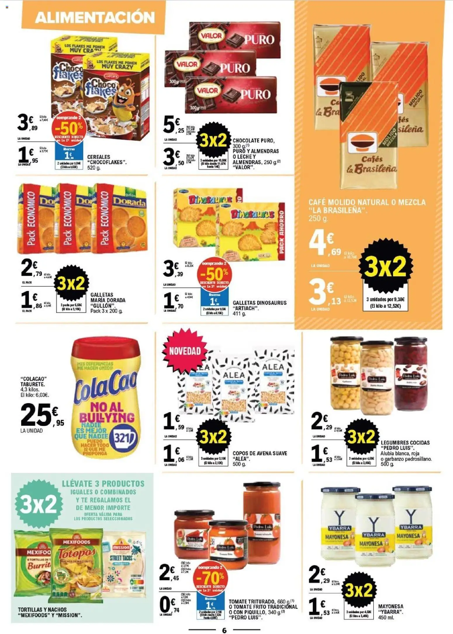 E.Leclerc - Más Barato │ válido desde el 18.03.2026 | Página: 6 | Productos: Leche, Café, Chocolate, Galletas