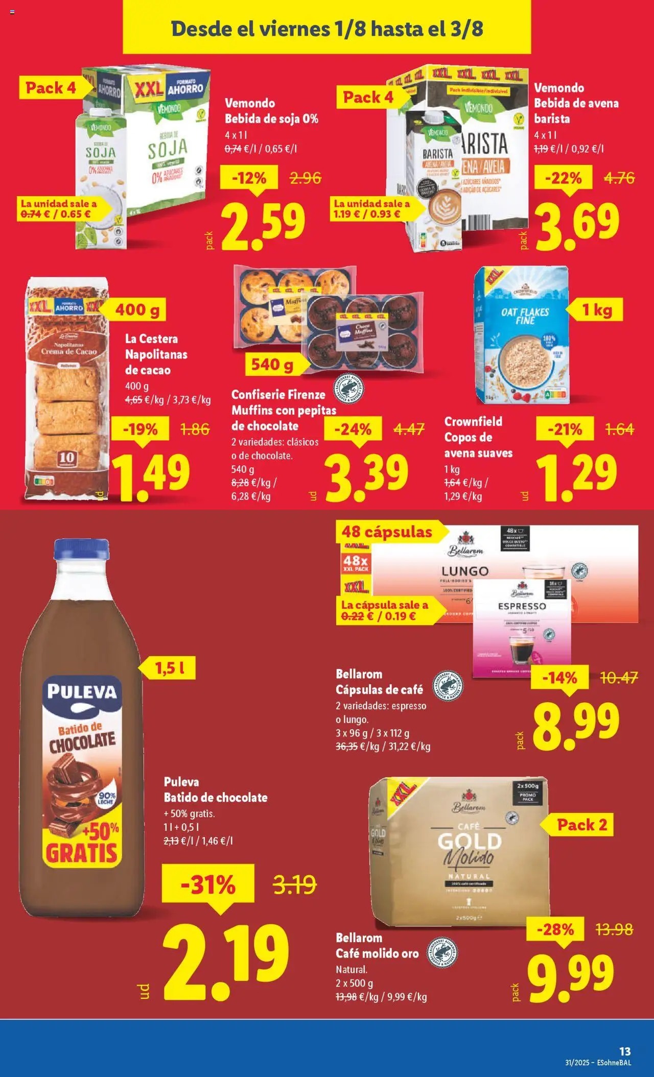 Lidl catálogo MAD │ válido desde el 28.07.2025 | Página: 17 | Productos: Chocolate, Crema de cacao, Bebida de soja, Φρυγανιές σικάλεως