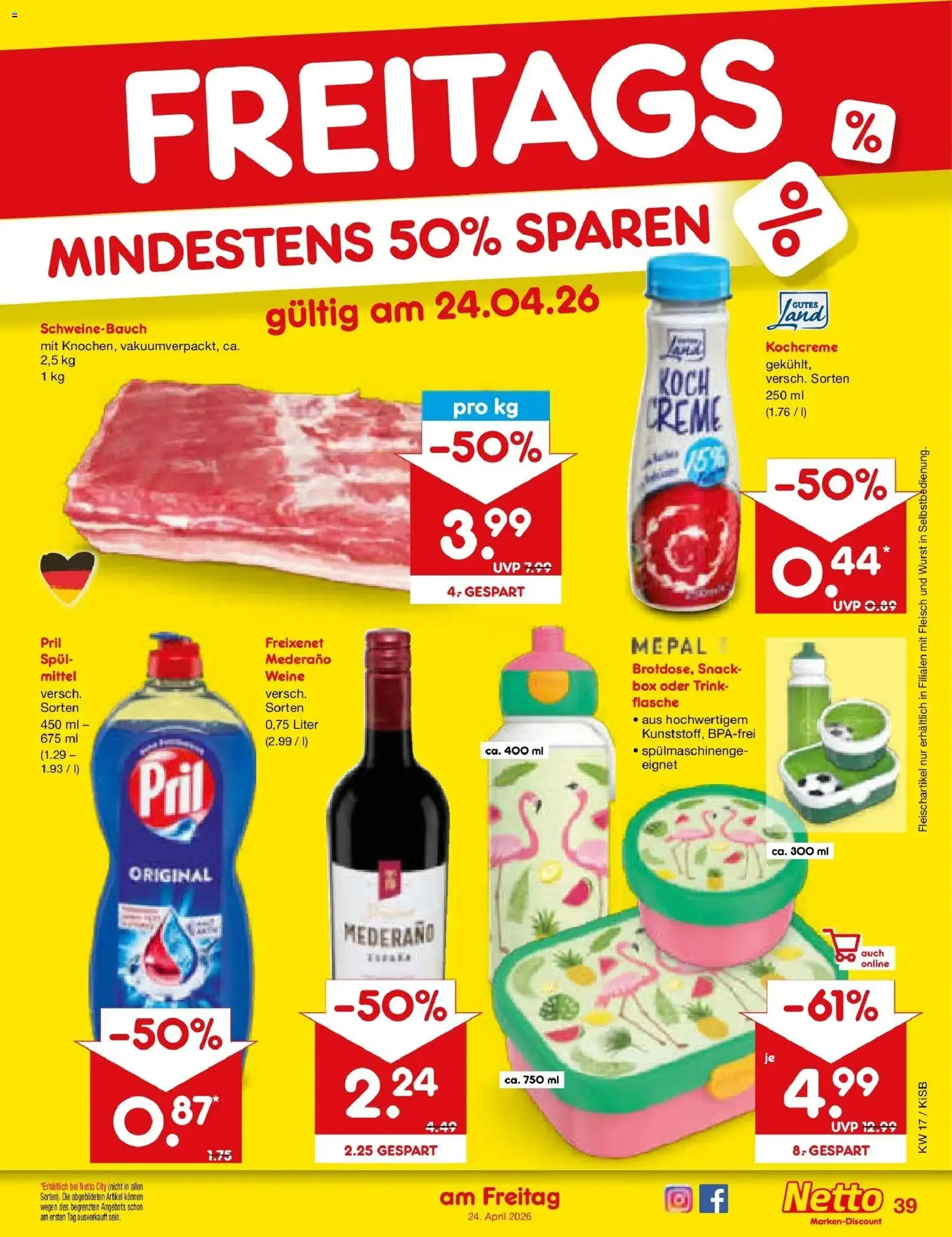 Netto Marken-Discount Prospekt Oberhaid	 – gültig ab 20.04.2026 | Seite: 55 | Produkte: Schweinebauch, Creme, Pril, Fleisch