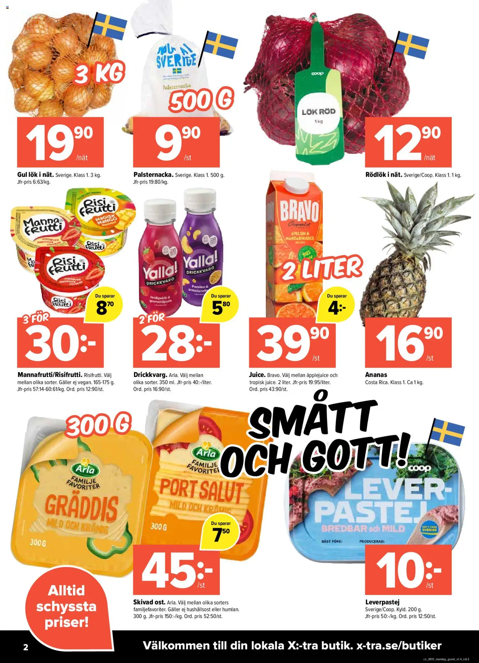 Coop X:-TRA reklamblad aktuell från 02.03.2026 | Sida: 2 | Produkter: Galler, Leverpastej, Apelsin, Mango