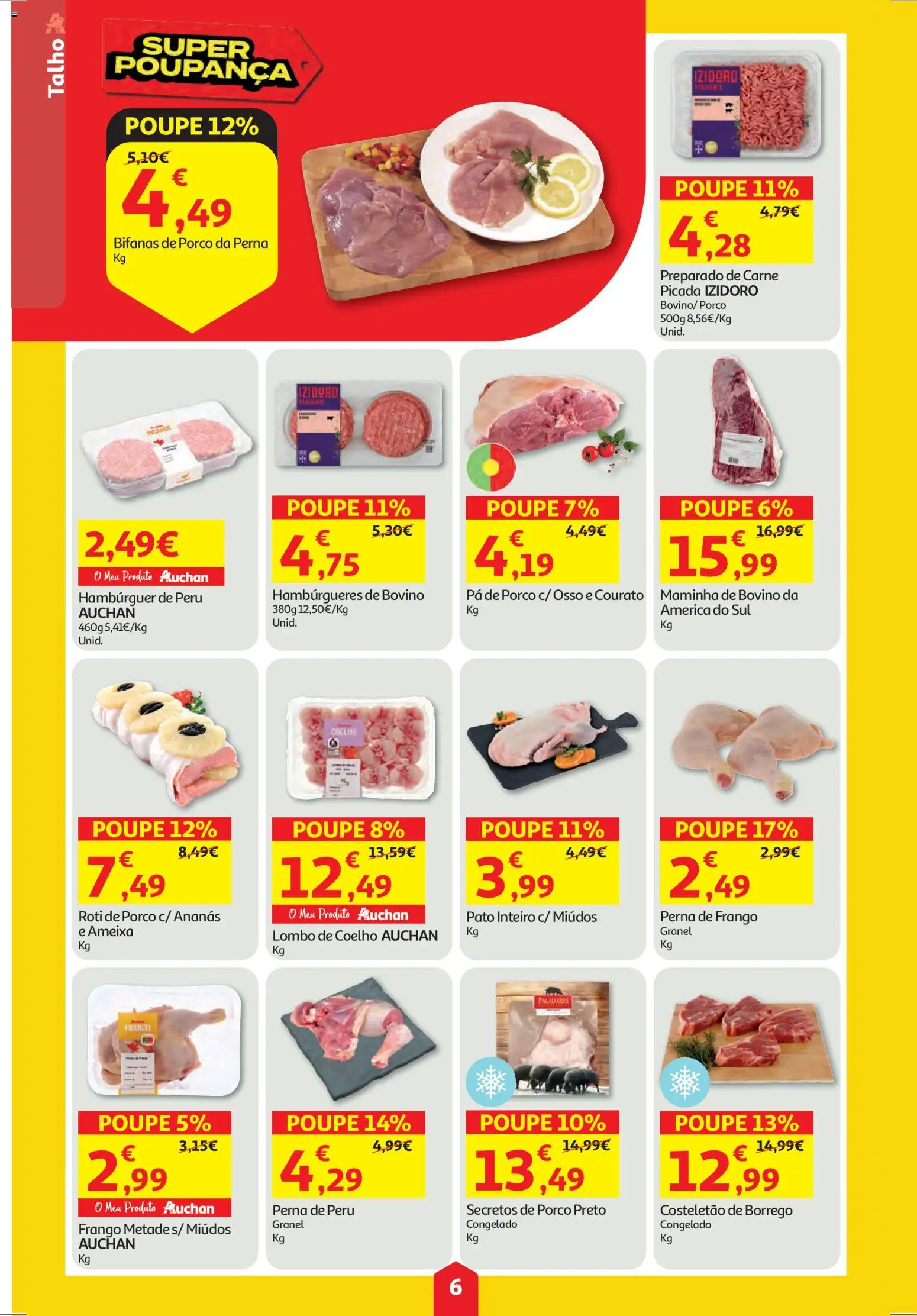 Auchan folheto │ válido de 04.12.2025 | Página: 6 | Produtos: Frango, Carne picada, Carne, Pá