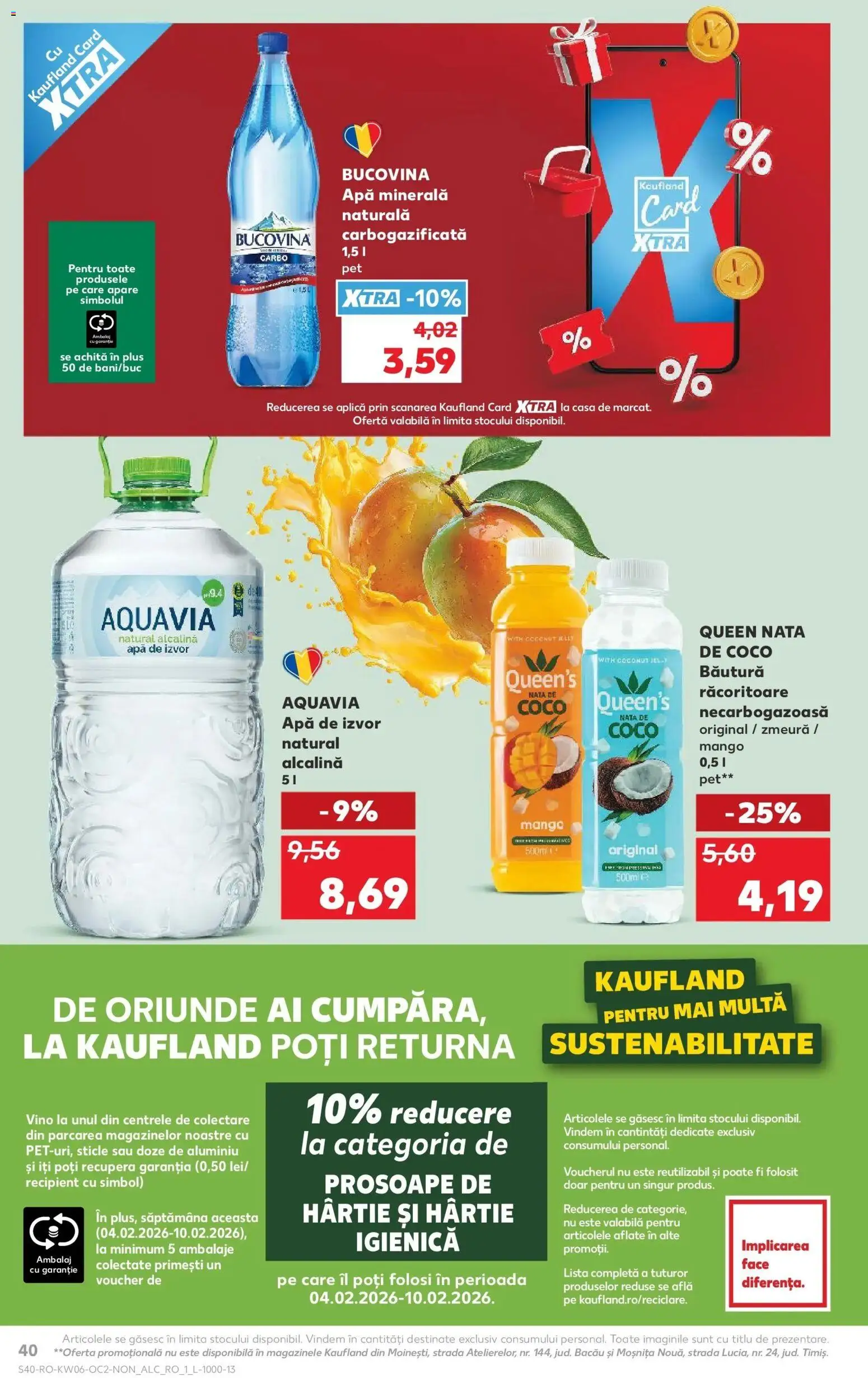 Noul catalog Kaufland – valabil de la 04.02.2026 | Pagină: 40 | Produse: Zmeură, Yazı tahtası kalemi, Apă, Mango