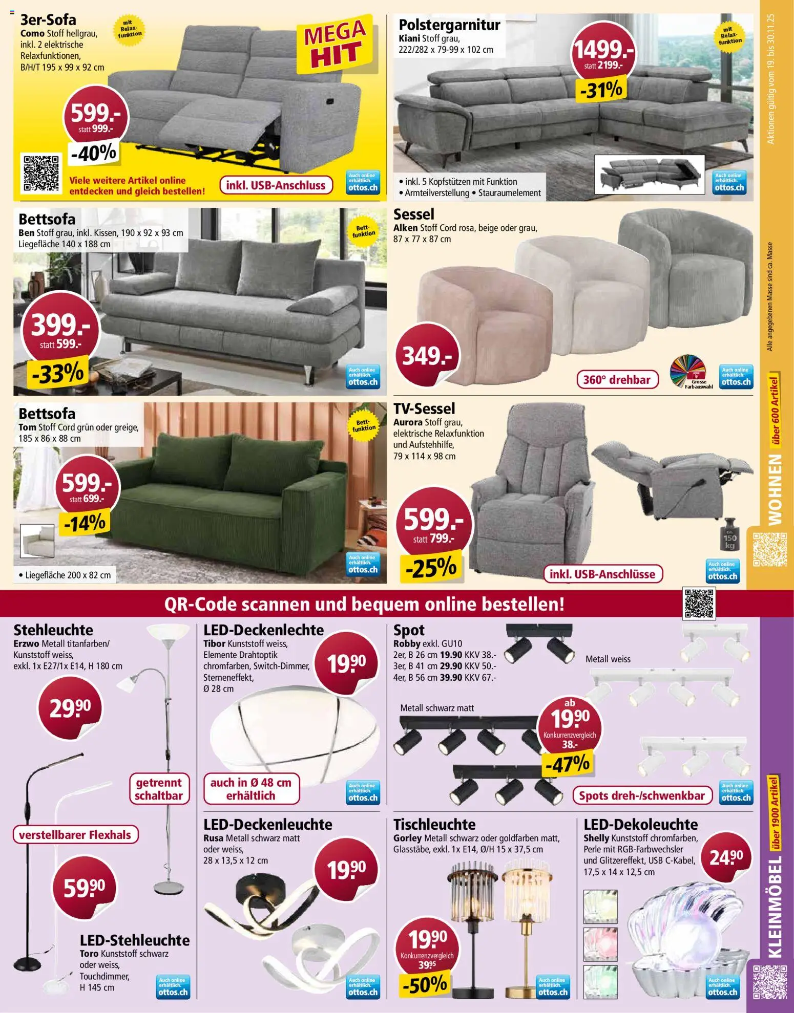 Otto's Aktionen – gültig ab 19.11.2025 | Seite: 13 | Produkte: Sessel, Bett, Usb