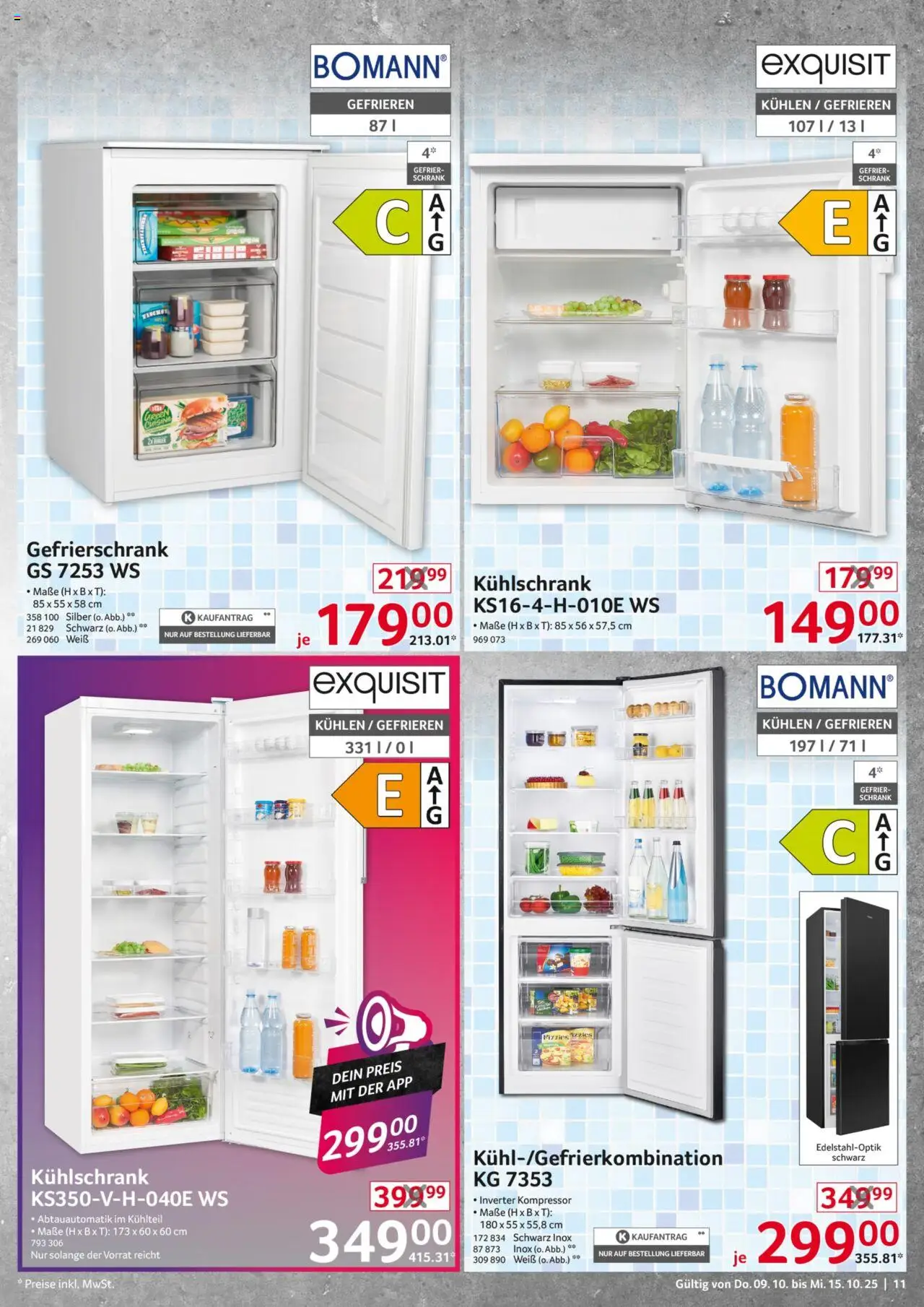 Selgros  Non Food – gültig ab 09.10.2025 | Seite: 11 | Produkte: Gefrierschrank, Schrank, Kühlschrank